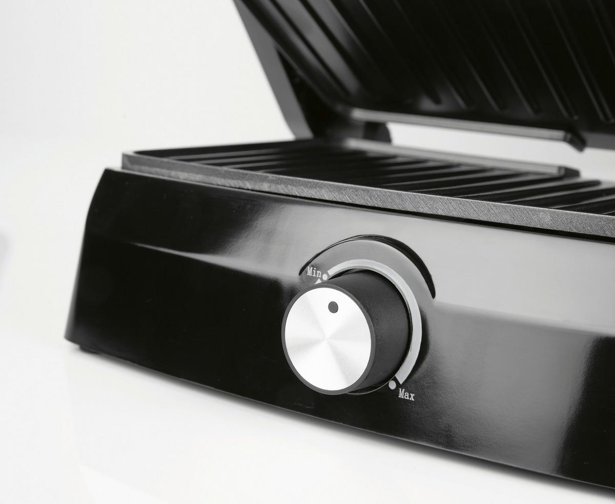 Kontaktgrill Gourmetmaxx Schwarz/Edelstahlfarben - Edelstahlfarben/Schwarz, MODERN, Kunststoff/Metall (26,8/22,9/13cm)