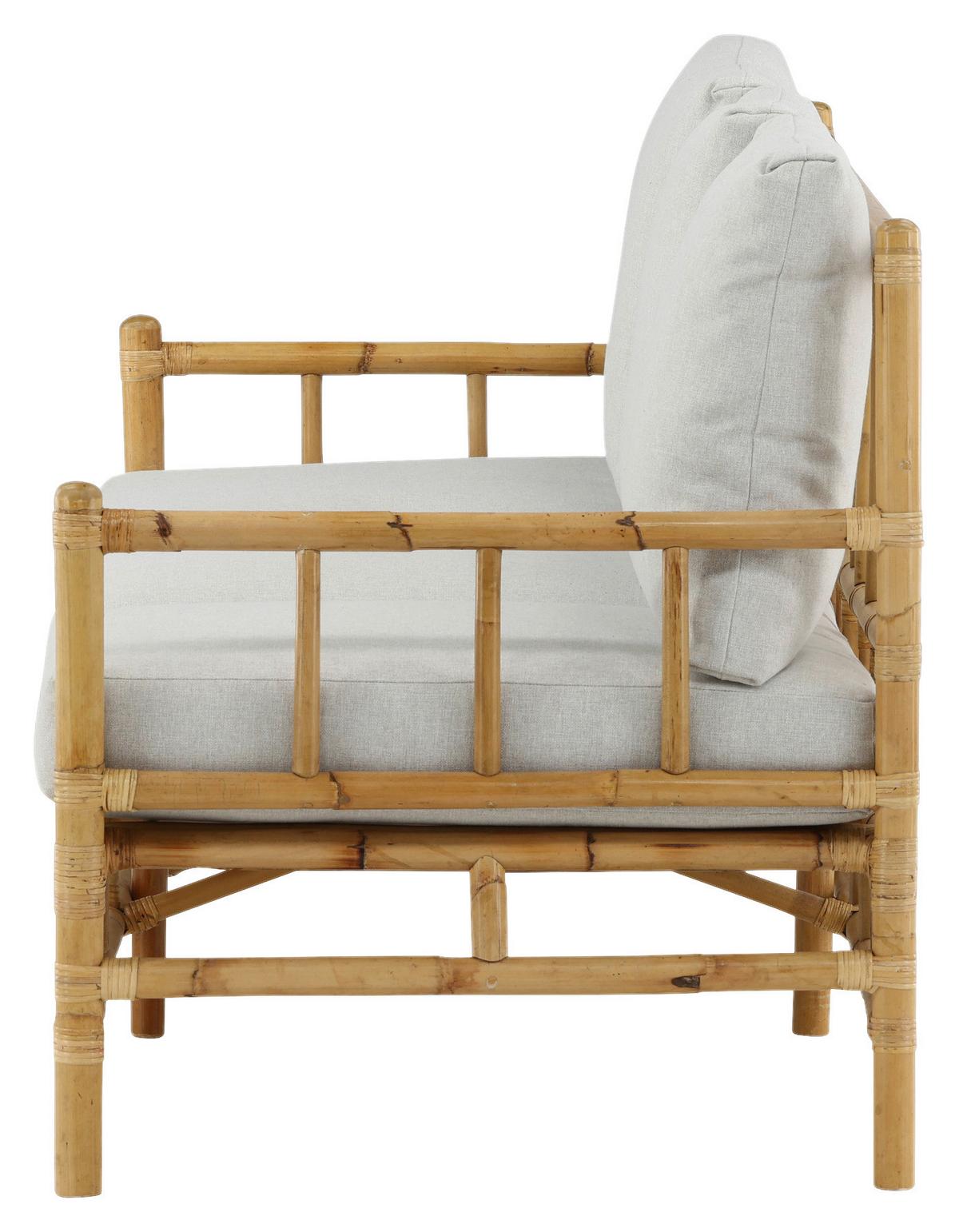 Loungesofa Cane Bambus Rattan ca. 180x77 cm - Hellbraun/Creme, KONVENTIONELL, Holz/Textil (180/88/77cm) - Gardenson