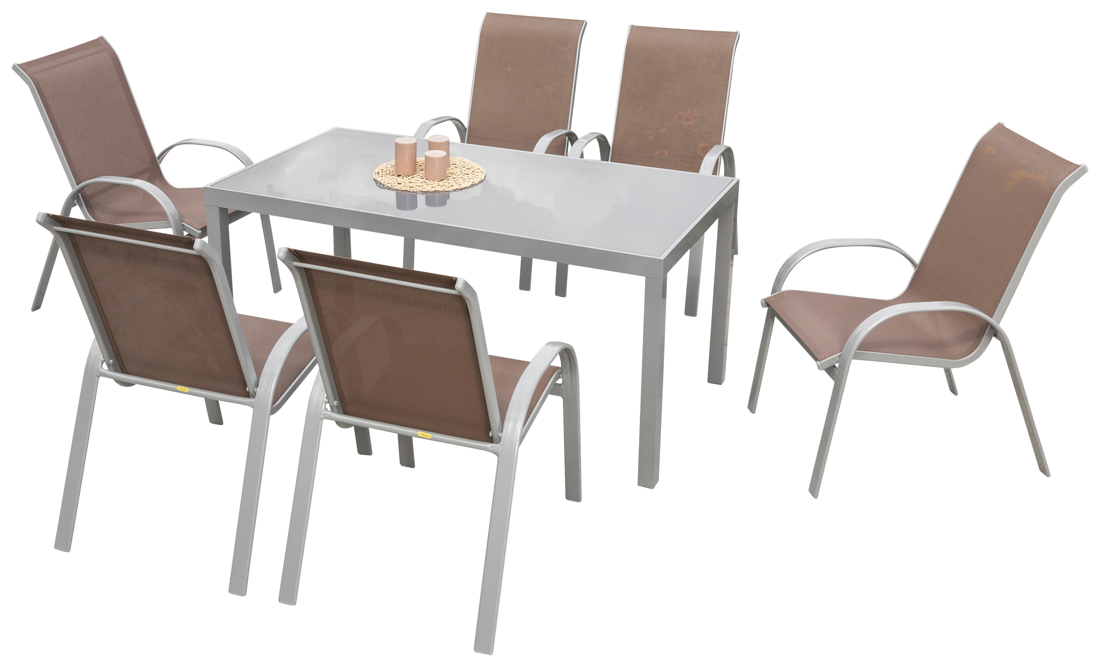 GARTENSET AMALFI - Taupe/Silberfarben, MODERN, Textil/Metall - Gardenson