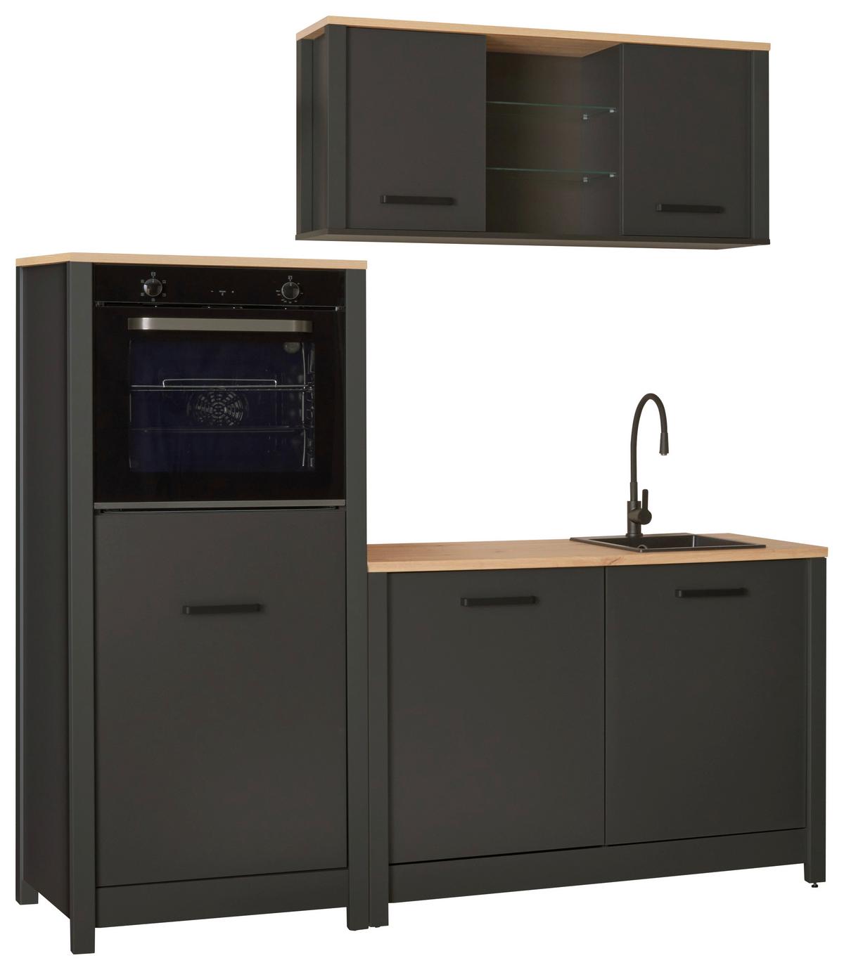 Hängeschrank Venet, Anthrazit/Artisan Eiche - Anthrazit/Schwarz, ROMANTIK / LANDHAUS, Glas/Holzwerkstoff (130,3/57,5/33cm) - Mömax