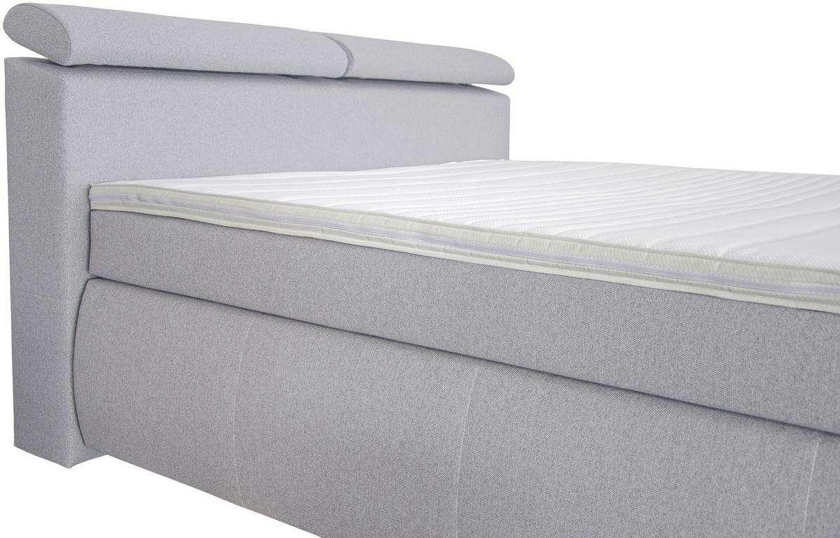 Boxspring Krevet Anett - svijetlo siva/boje kroma, Basics, tekstil/plastika (180/200cm)