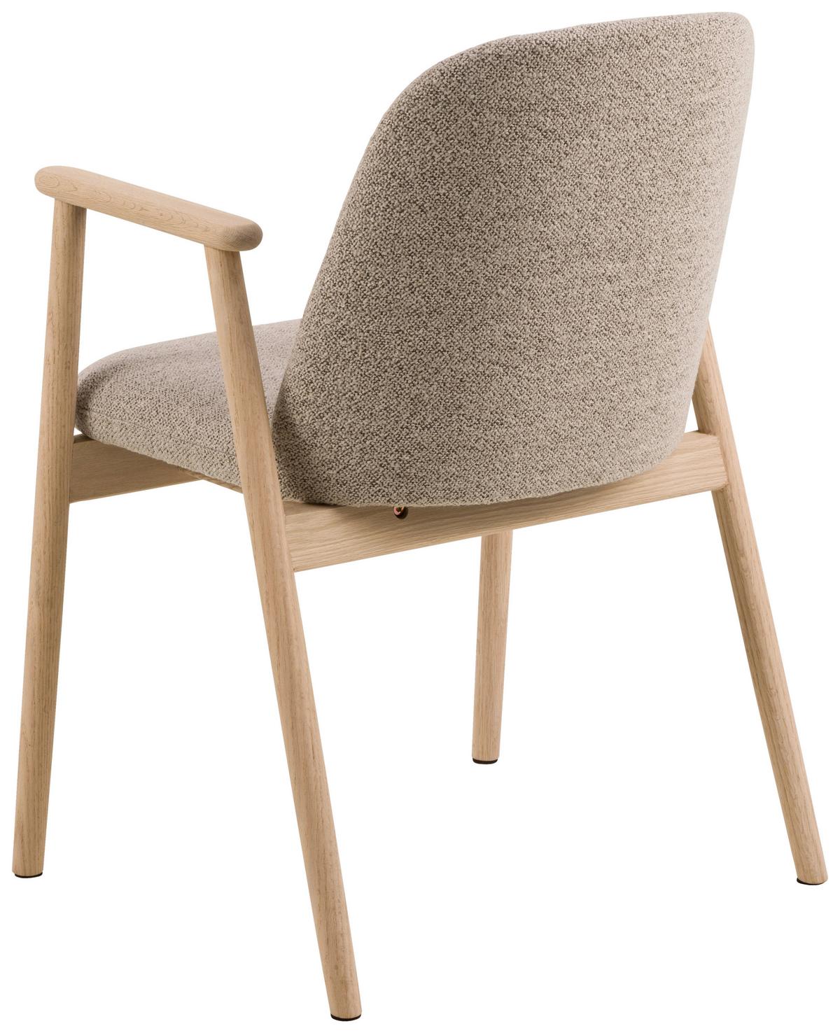 KRZESŁO Z PODŁOKIETNIKAMI LEO - beżowy/kolor dębowy, Modern, drewno/tkanina (55,5/80,5/57cm) - Livetastic