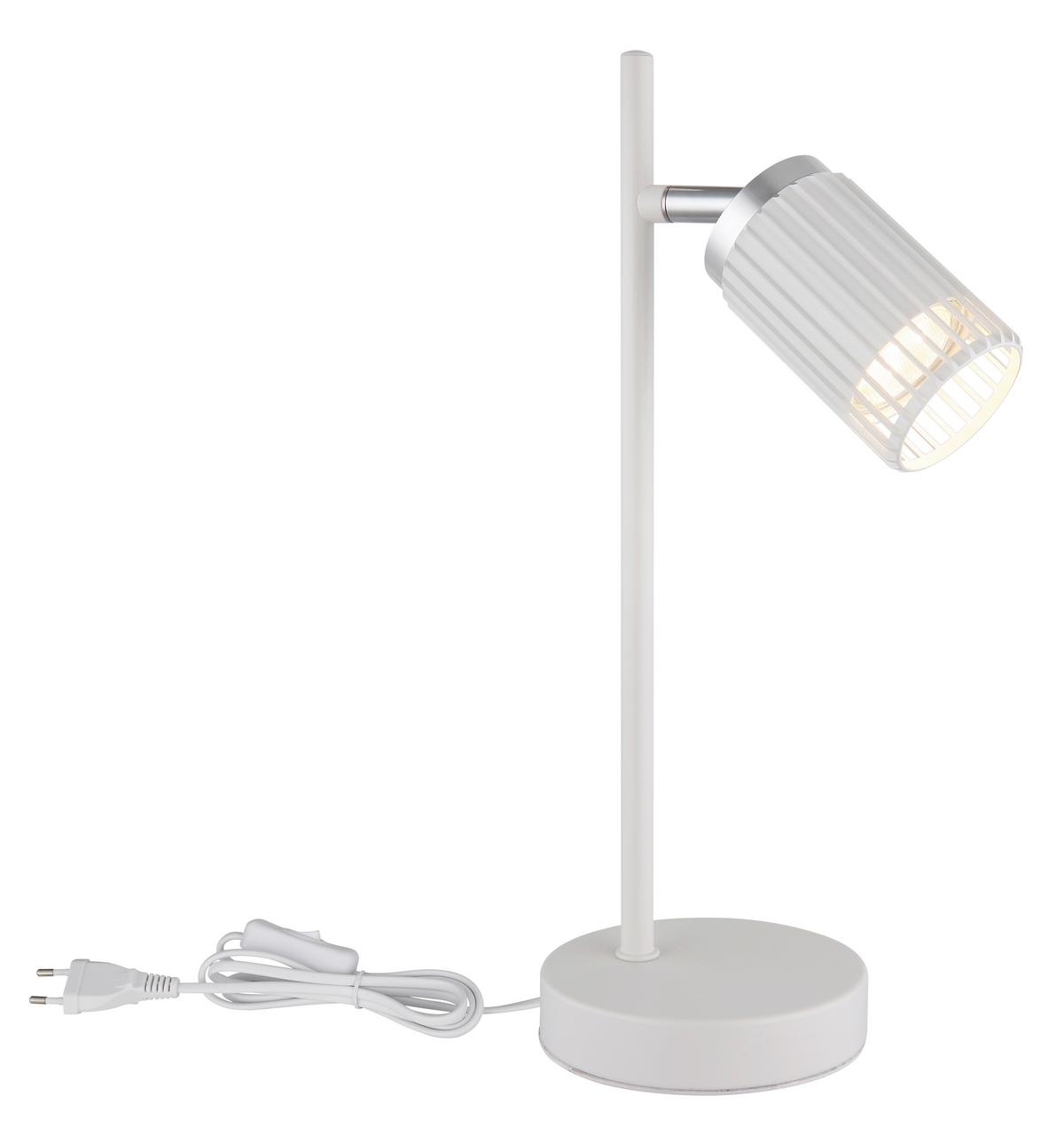 TISCHLEUCHTE 57906TW KORBEN - Chromfarben/Weiss, Design, Kunststoff/Metall (16,5/12/35cm) - Globo