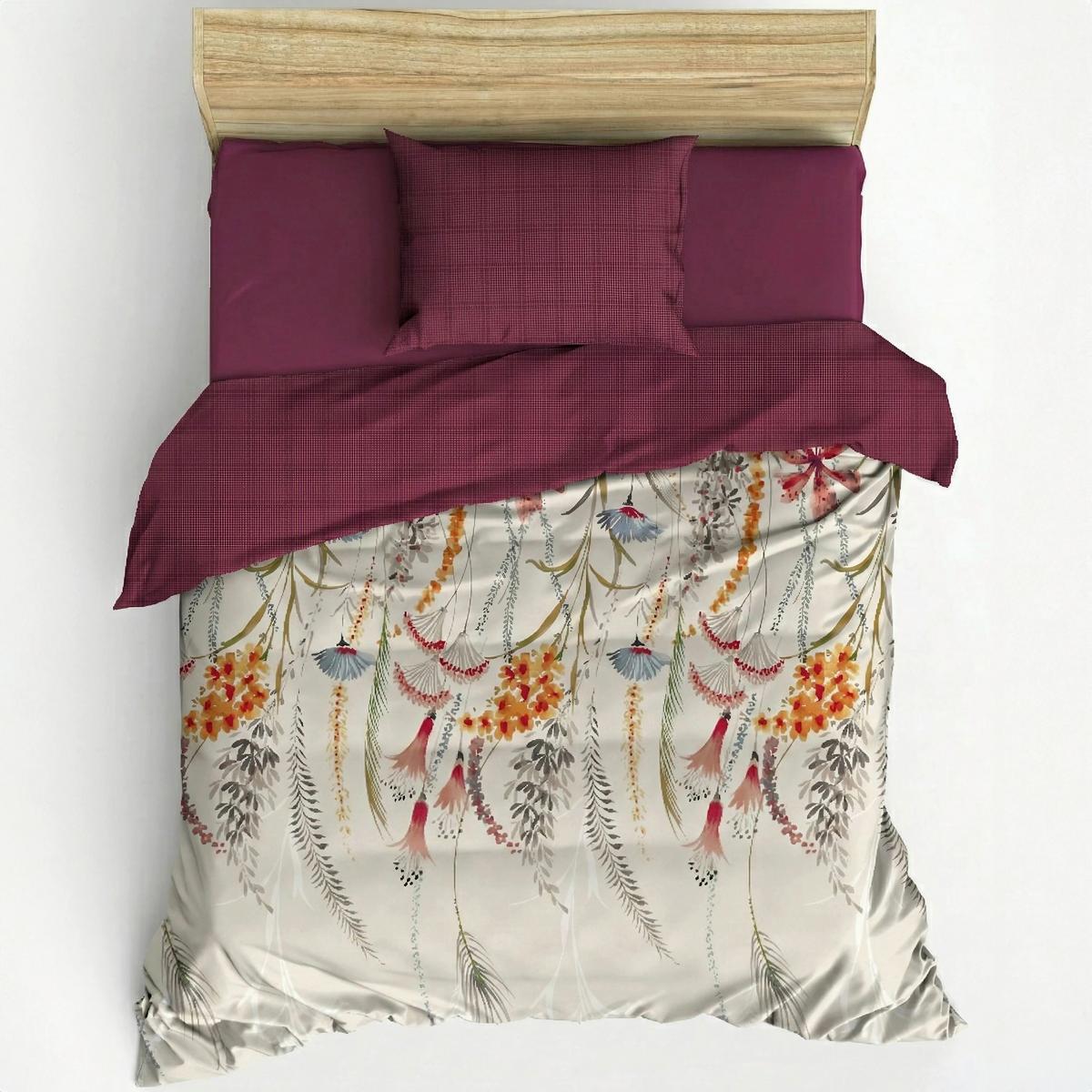 POŚCIEL FLOS - CLARET RED - czerwony, Basics, tkanina (135/200cm)