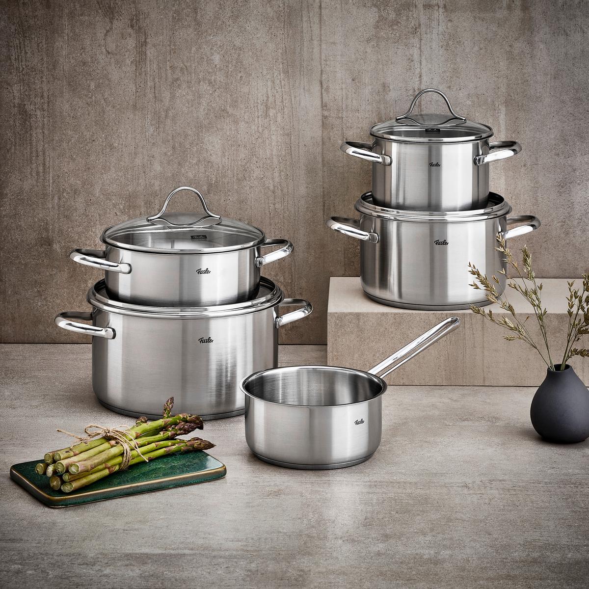 ZESTAW GARNKÓW 00211405000 FISSLER - kolor srebrny/przejrzysty, Basics, metal/szkło - Fissler