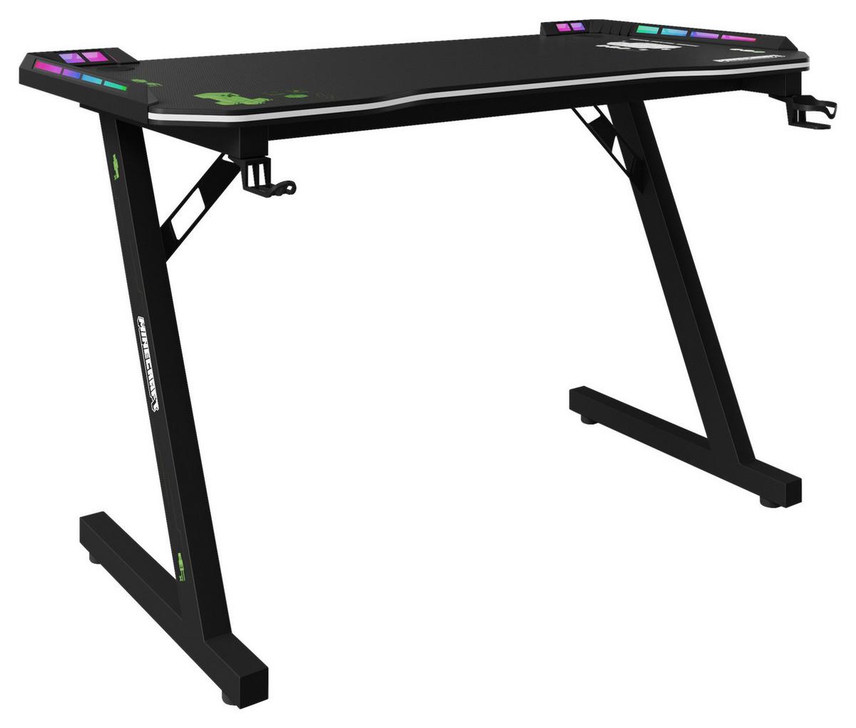 Gamingtisch Minecraft Schwarz ca. 120x60x74cm - Schwarz, MODERN, Holzwerkstoff/Metall (120/60/74cm) - Minecraft