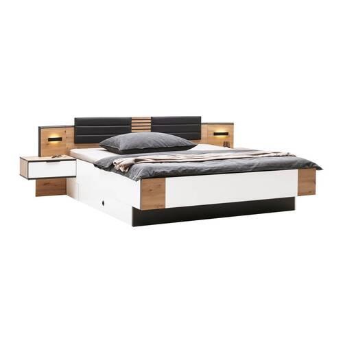 Bettanlage LEO ca. 180x200cm - Weiss/Graphitfarben, Konventionell, Holzwerkstoff/Textil (180/200cm) - Premium Living