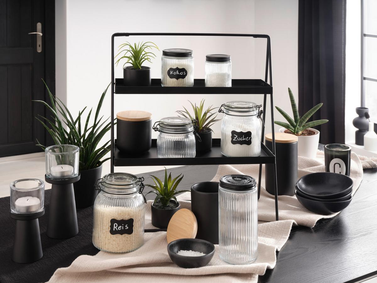 Ételtároló Doboz Jona - fekete/áttetsző, Modern, Üveg/fém (7,4/10,1cm) - Premium Living