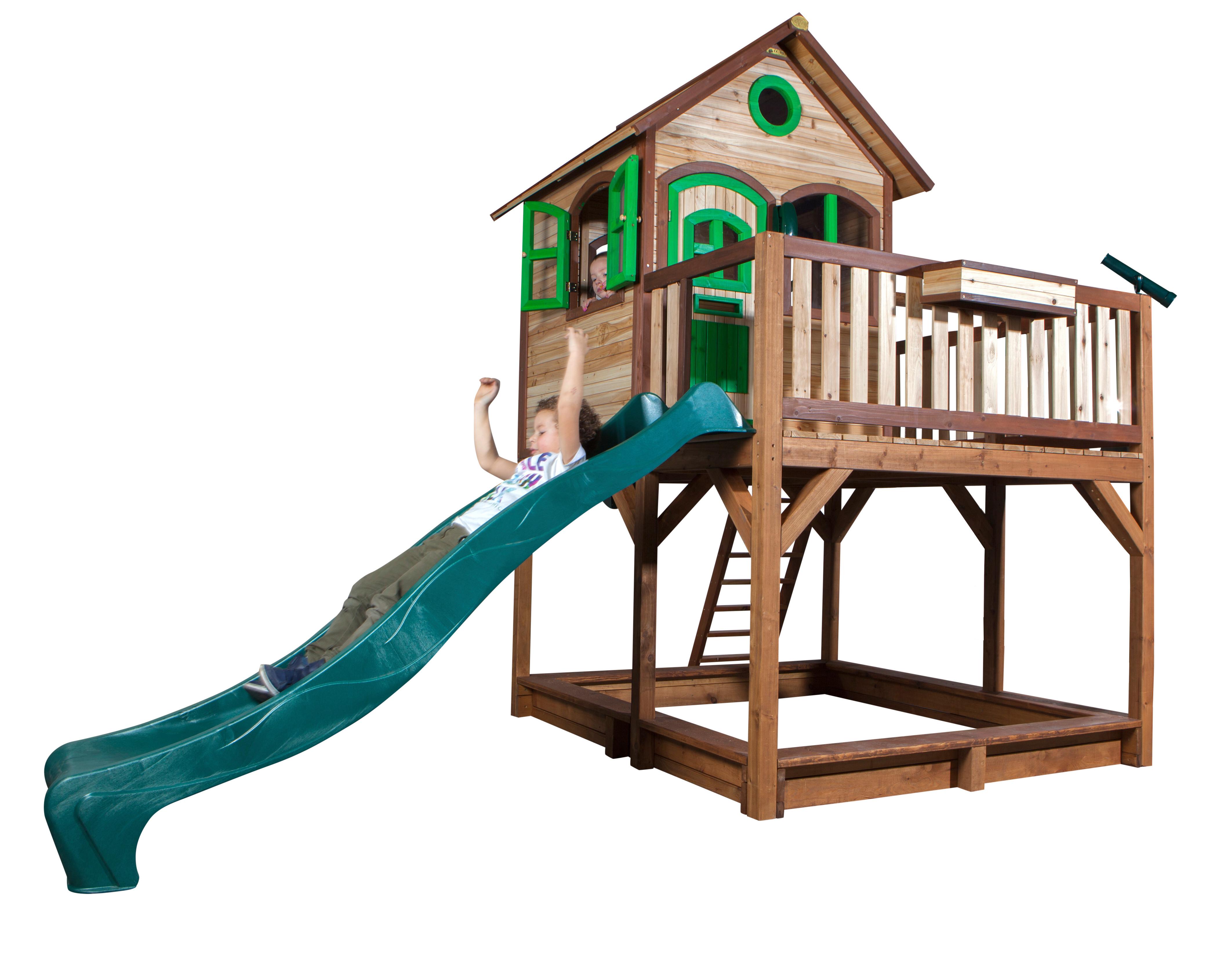 Spielturm Liam aus Tannenholz - Beige/Braun, Basics, Holz/Kunststoff (377/291/255cm) - Ambia Garden