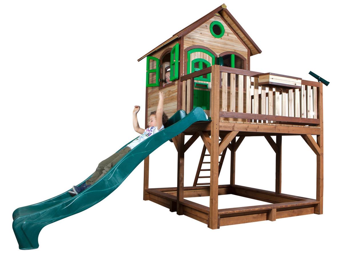 Spielturm Liam aus Tannenholz - Beige/Braun, Basics, Holz/Kunststoff (377/291/255cm) - Ambia Garden
