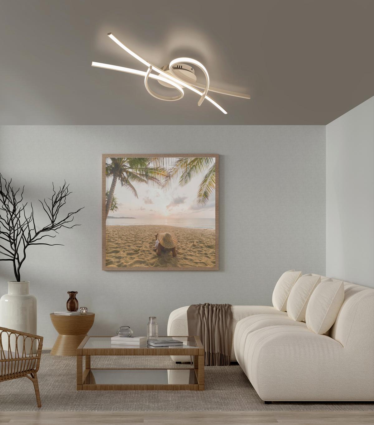 LAMPA SUFITOWA LED 21565 BIBA - kolor piaskowy, Design, metal (44/100cm) - Fischer & Honsel