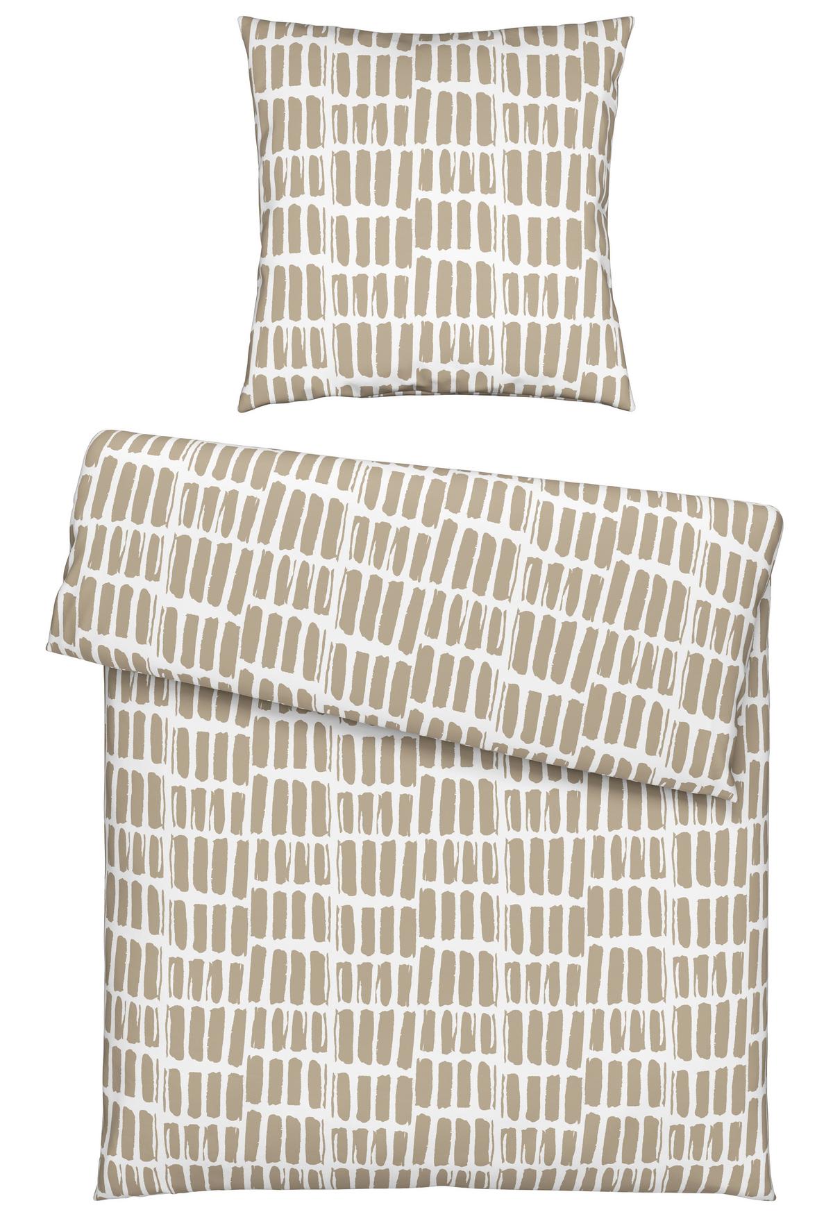 Bettwäsche Adam Weiß/Beige ca. 135x200cm - Beige/Weiß, MODERN, Textil (135/200cm) - Mömax