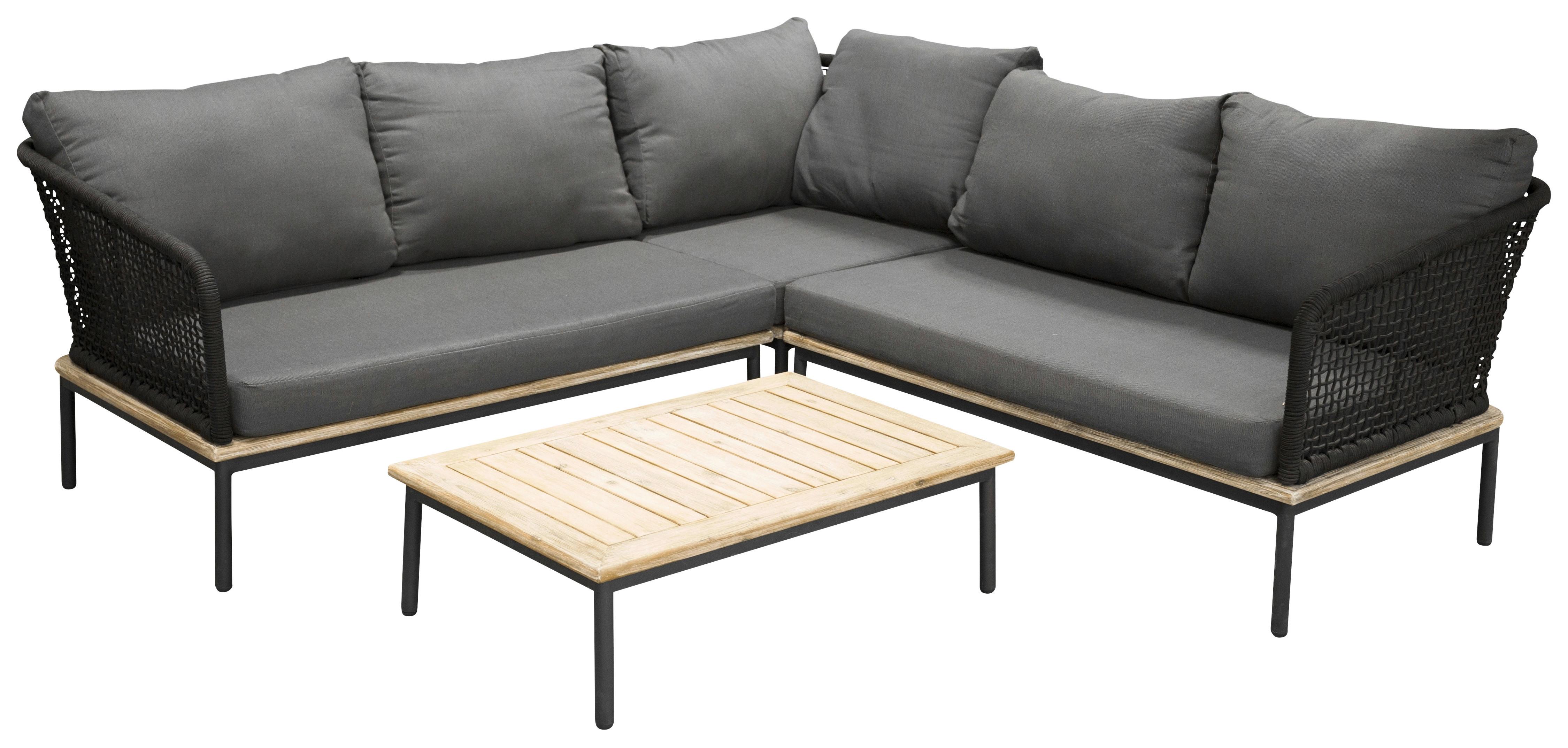Loungegarnitur Andorra ca. 90x60x27 cm Schwarz - Schwarz, KONVENTIONELL, Kunststoff (90/60/27cm) - Gardenson