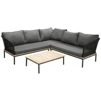 Loungegarnitur Andorra ca. 90x60x27 cm Schwarz - Schwarz, KONVENTIONELL, Kunststoff (90/60/27cm) - Gardenson