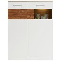 Highboard in Weiß Hochglanz - Weiss/Akaziefarben, Modern, Holzwerkstoff (104/137/40cm) - Premium Living
