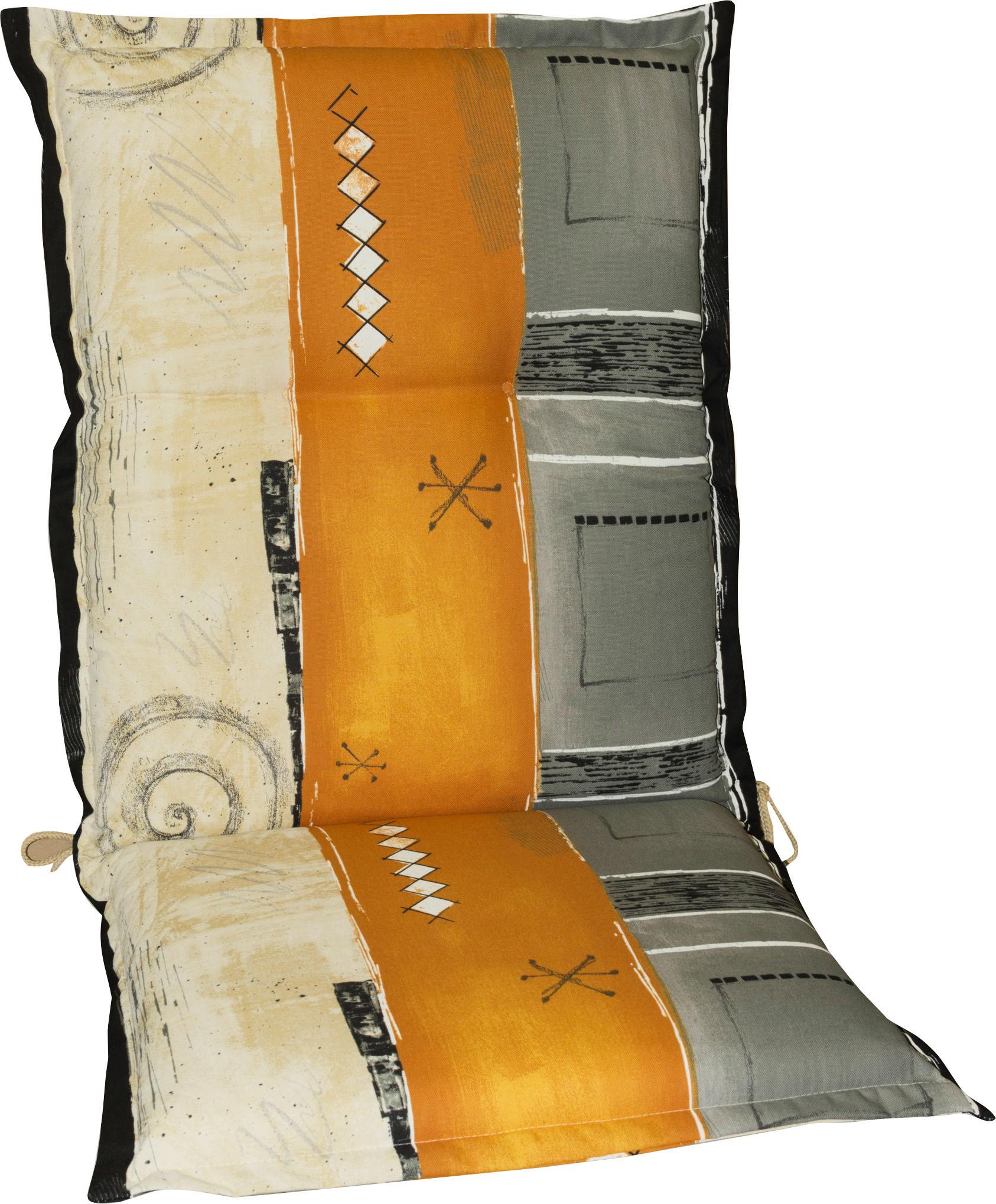 Sesselauflage Tirana Grau/Naturfarben/Orange - Naturfarben/Orange, Design (50/9/110cm)