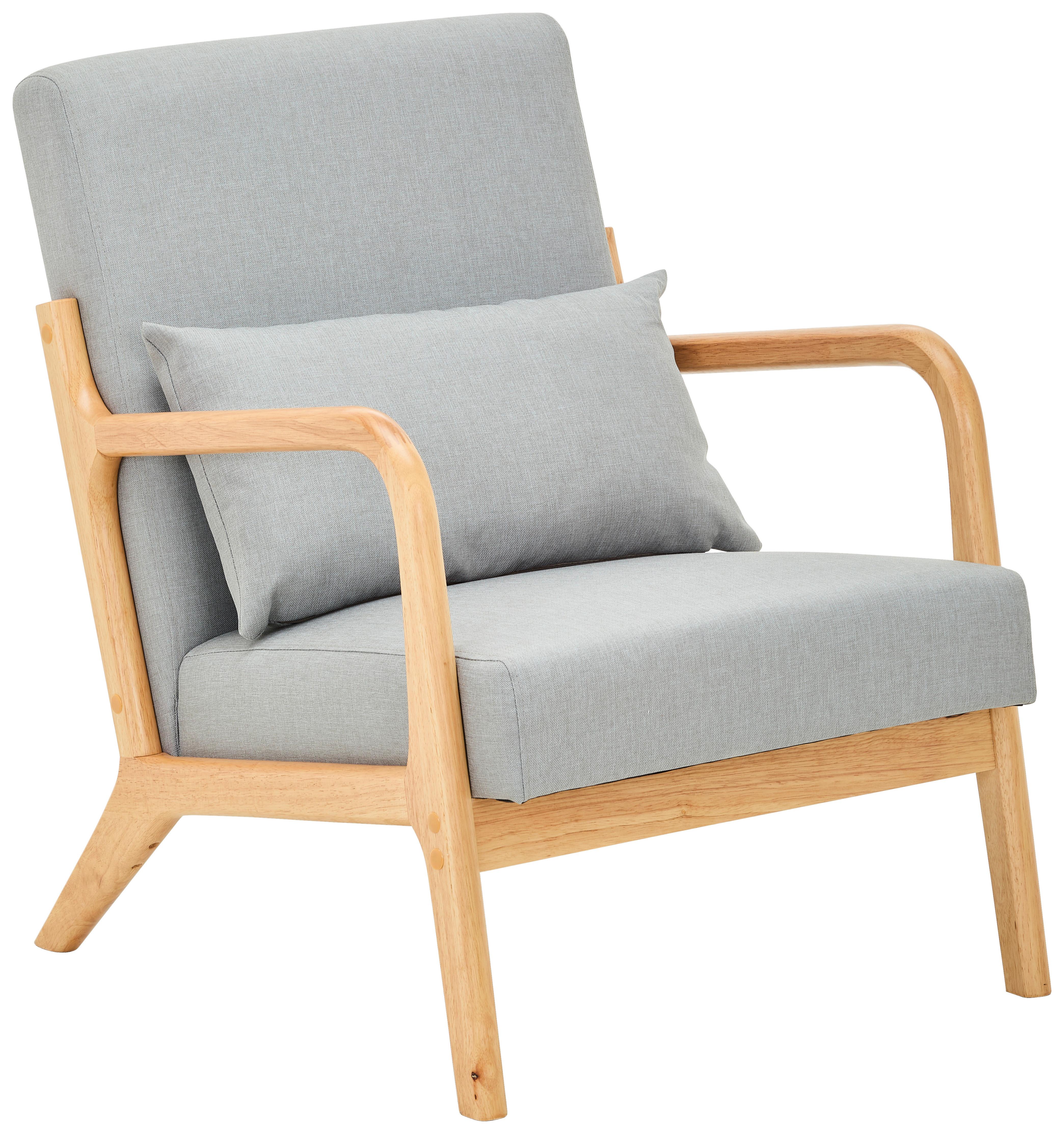 FOTEL JEAN - kolor naturalny/szary, Modern, tkanina/drewno (73/76/60cm) - Livetastic
