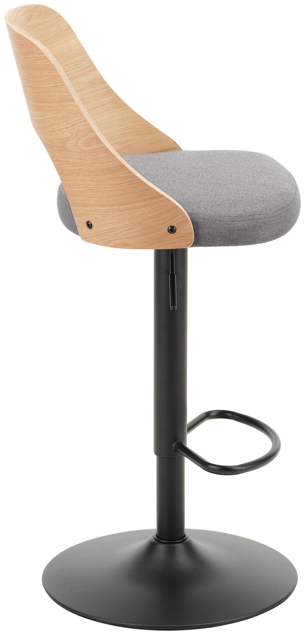 Barhocker in Dunkelgrau/Natur - Eichefarben/Dunkelgrau, Design, Holz/Textil (47/113/51cm) - Mömax