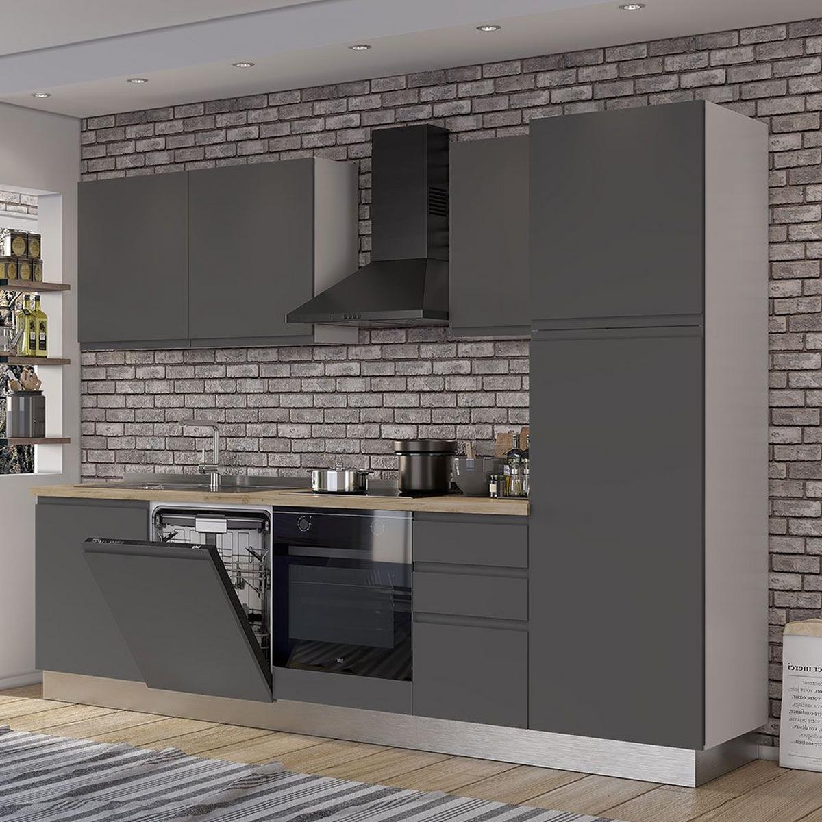 Blok Kuhinja S Aparatima Gilda Gola - bijela/boje hrasta, Moderno, drvni materijal/drvo (285/216/60cm) - Modern Living