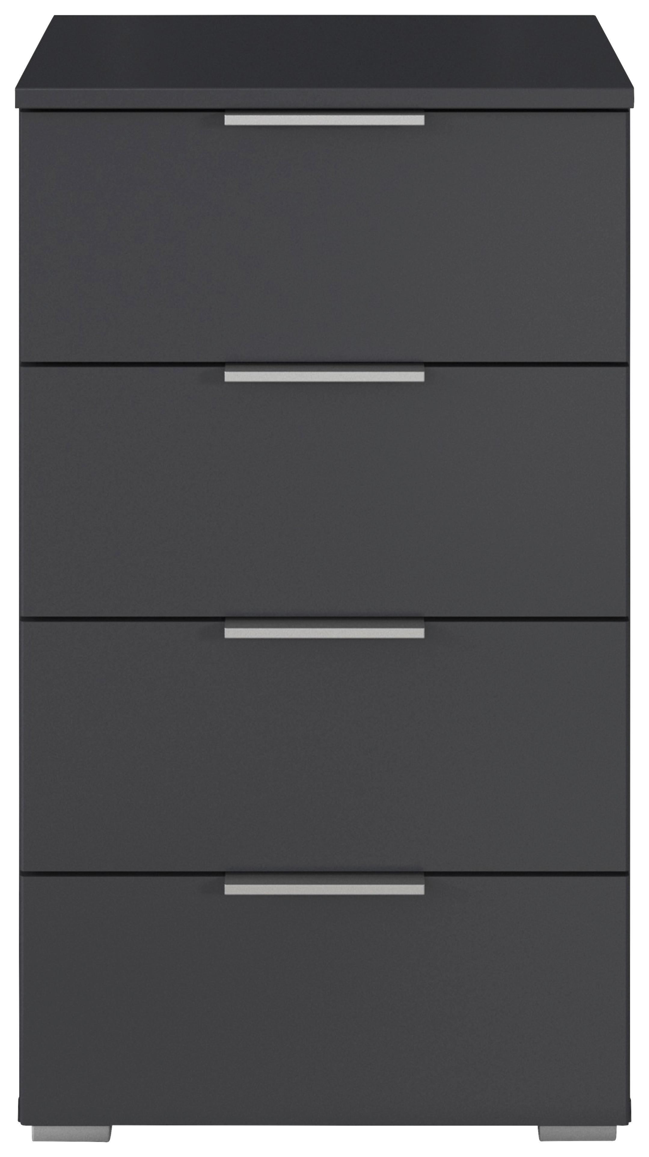 Nachtkästchen Mars 4L Grau - Alufarben/Grau, KONVENTIONELL, Glas/Holzwerkstoff (47/81/42cm) - Mömax
