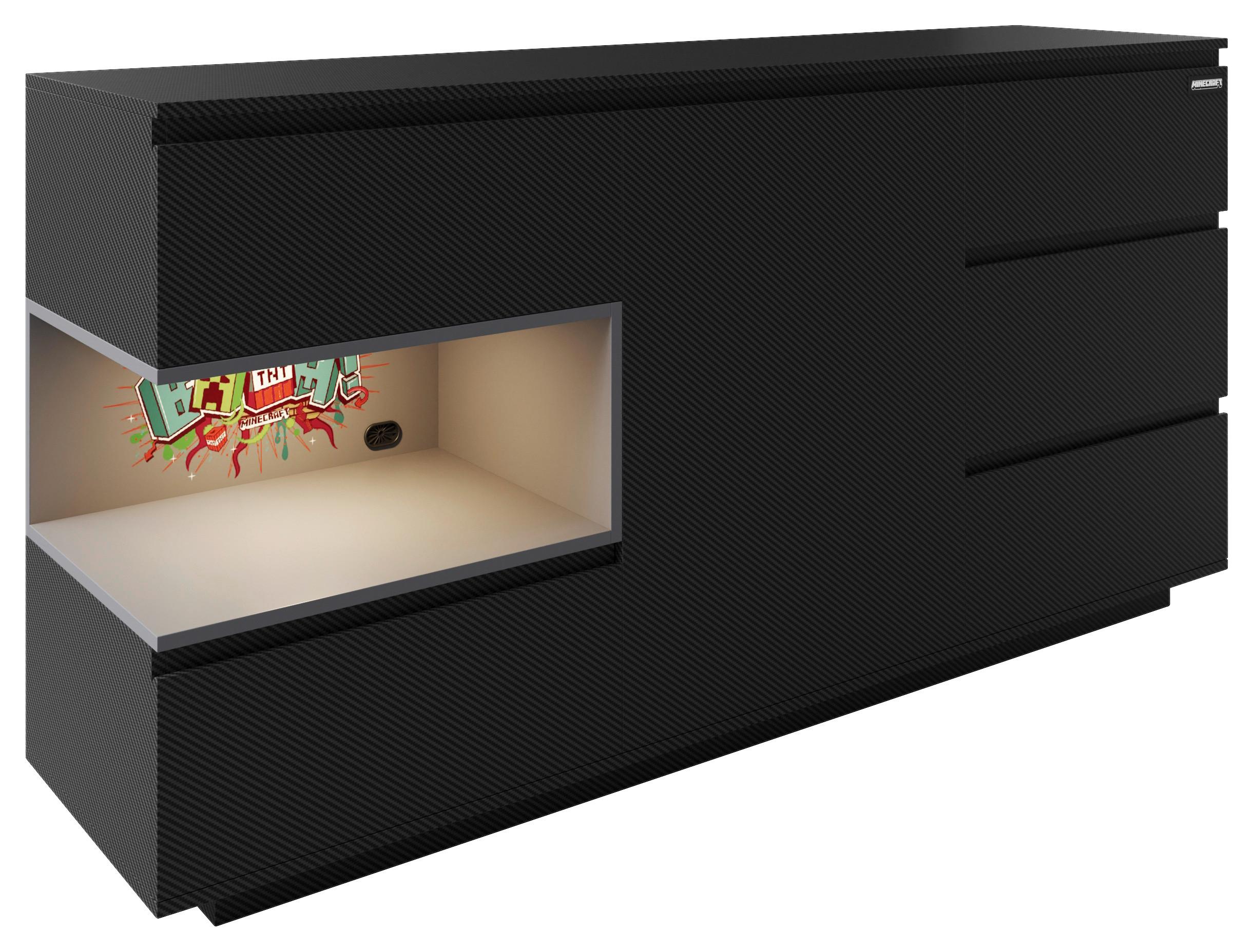 Sideboard Minecraft ca. 160x80x40 cm - Schwarz, MODERN, Holzwerkstoff (160/80/40cm) - Minecraft