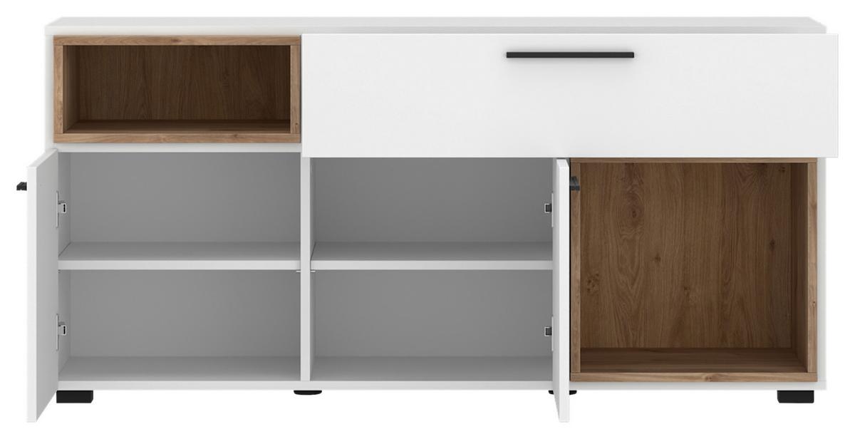 Komoda Marlow - bijela/boje hrasta, Moderno, drvni materijal/plastika (135/65,2/41,6cm) - Modern Living