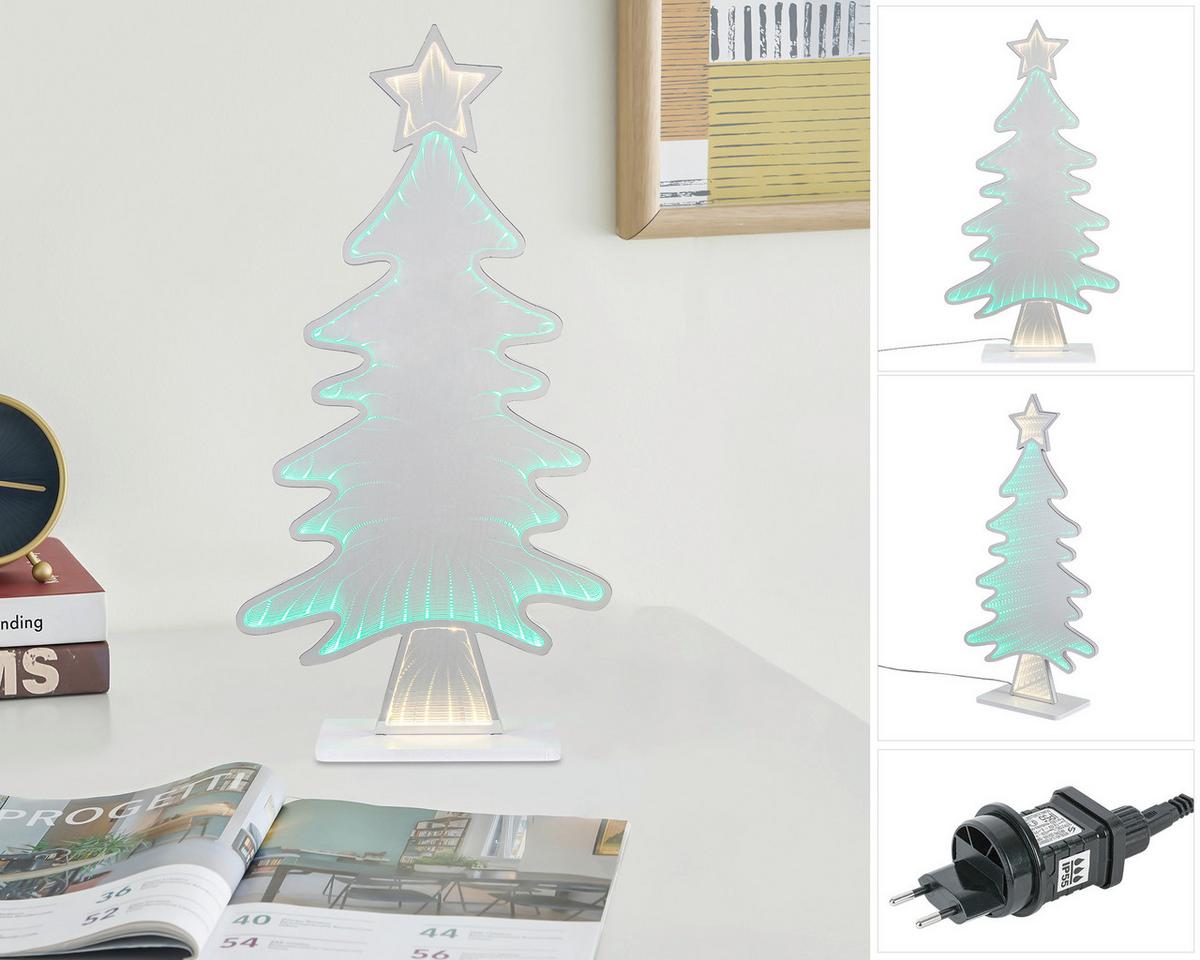 Led-dekoleuchte Tanne Weiss/chromfarben - Chromfarben/Weiss, Design, Kunststoff (31,5/12/60cm) - Mömax