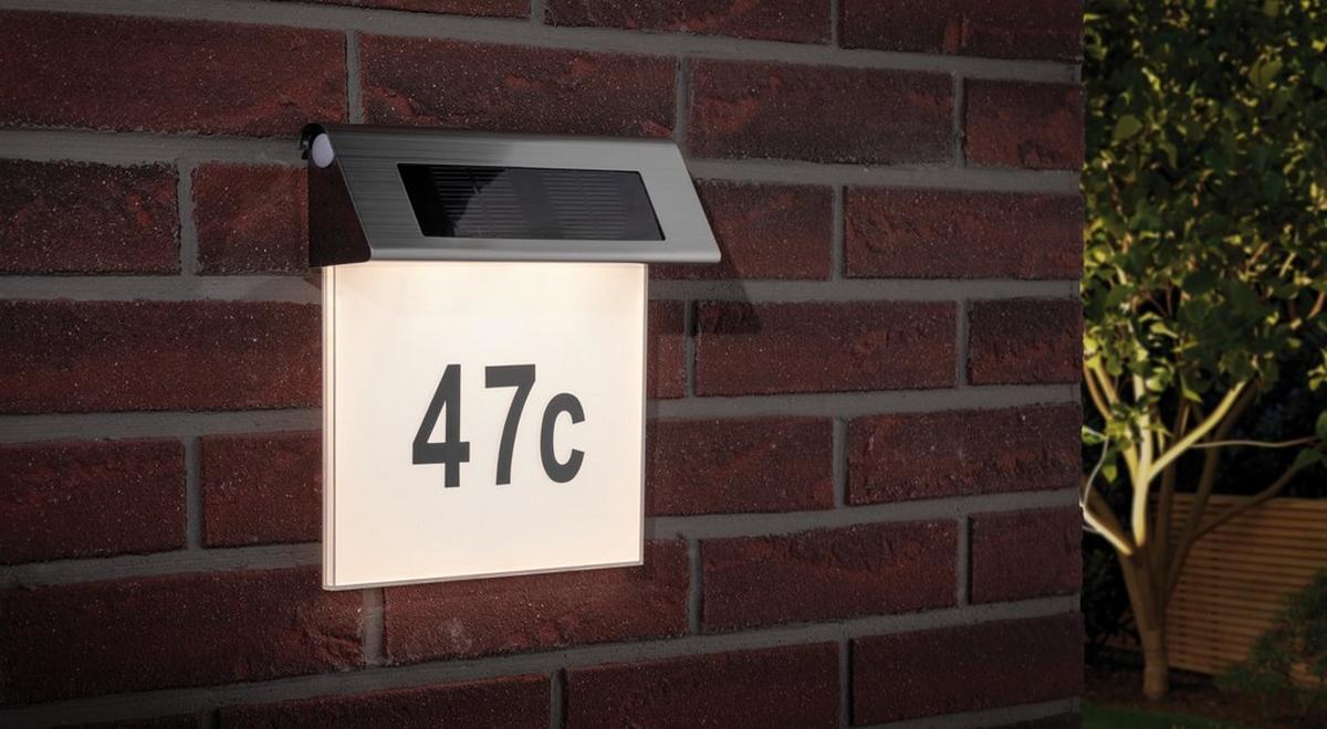 LED-Außenleuchte Solar House Number max. 0,2 Watt - Edelstahlfarben/Weiß, Basics, Metall (23/22/6cm) - Paulmann