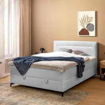 Boxbett Jerry Silberfarben ca. 100x200cm - Silberfarben/Schwarz, KONVENTIONELL, Textil (100/200cm) - Mömax