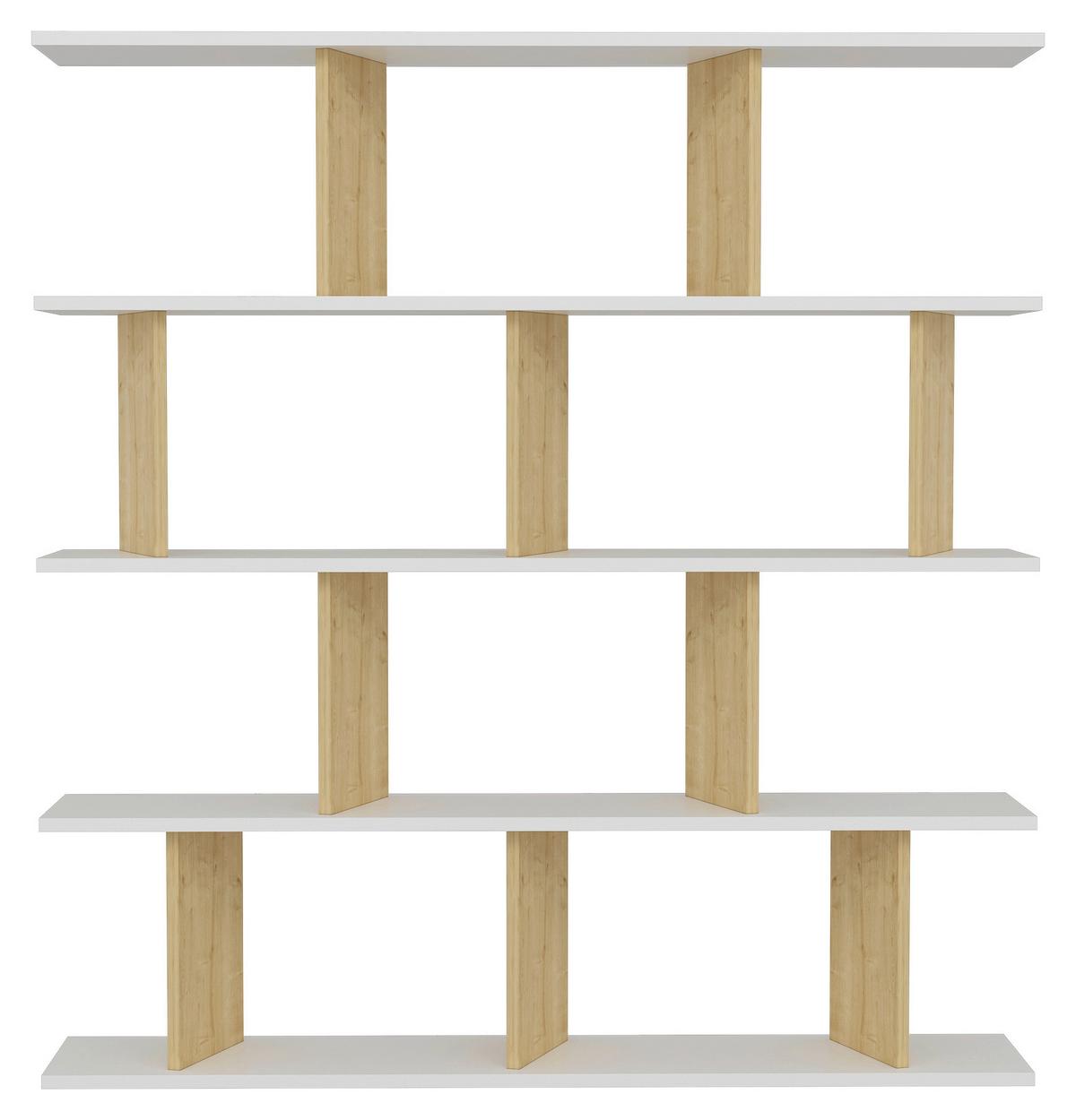 Standregal Jorin ca. 130x137 cm Weiß/Eiche - Weiß, Design, Holzwerkstoff (130/137/25cm) - Livetastic