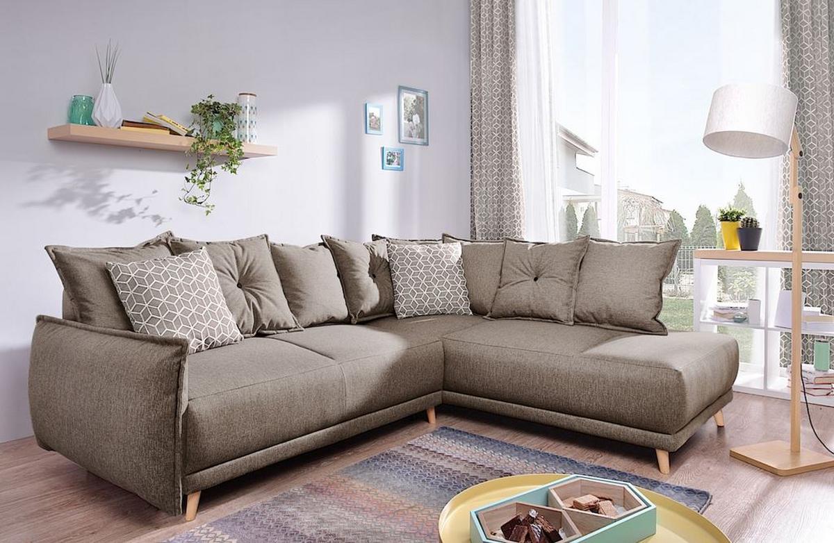 Eckschlafsofa in Hellbraun ´LAZY LUKA´ - Hellbraun/Beige, Basics, Holz/Textil (235/190cm) - MID.YOU