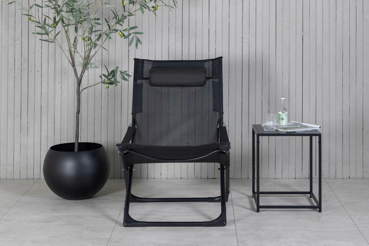 STRANDSESSEL SEVILLE - Schwarz, KONVENTIONELL, Textil/Metall (63/89/84cm) - Gardenson