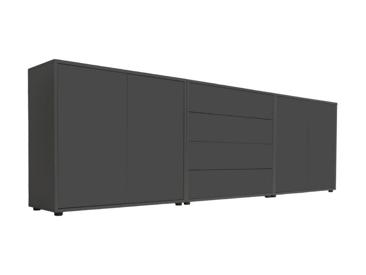 Sideboard Mailand Set 5 Anthrazit - Anthrazit/Schwarz, MODERN, Holzwerkstoff/Kunststoff (237/73/33cm) - MID.YOU