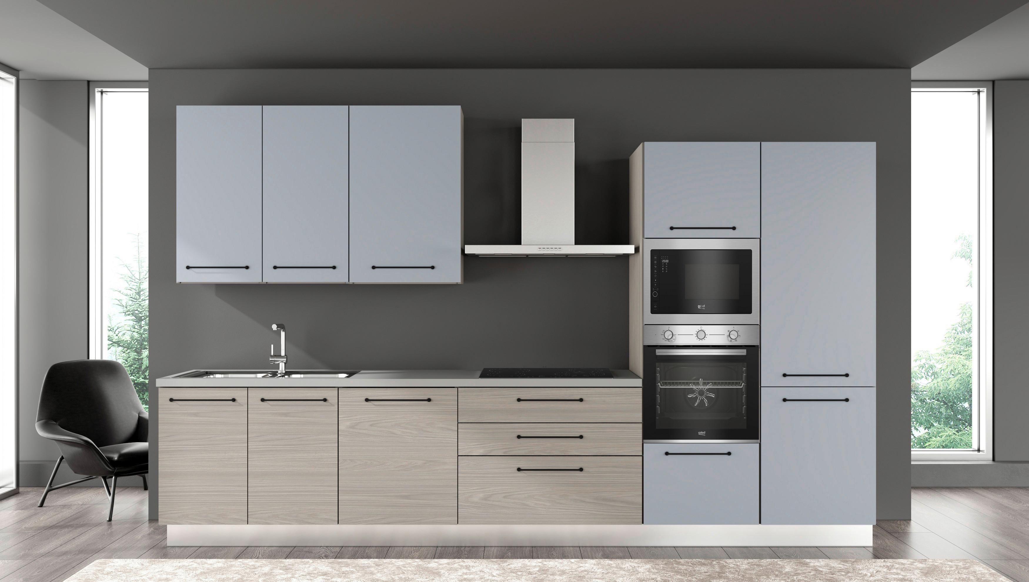 Blok Kuhinja S Aparatima Line 360 - siva/hrast sivi, Konvencionalno, drvo/metal (360/216-240/60cm) - Mömax