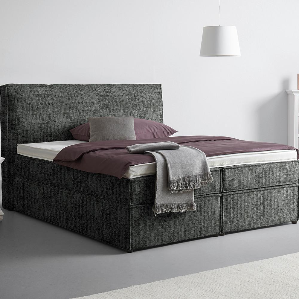 Boxspringbett Lion Anthrazit ca. 180x200cm - Anthrazit, KONVENTIONELL, Holz/Holzwerkstoff (180/200cm) - Premium Living