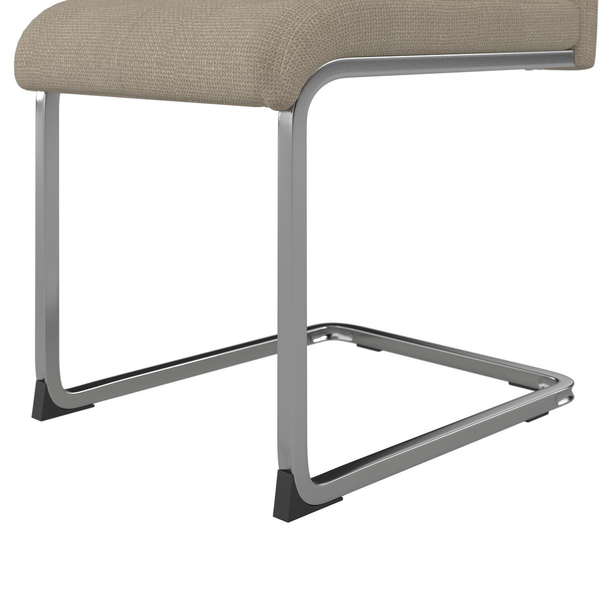 Schwingstuhl Lucie Creme Leinenoptik Gepolstert - Creme/Nickelfarben, MODERN, Textil/Metall (43/99/60cm) - Bessagi Home