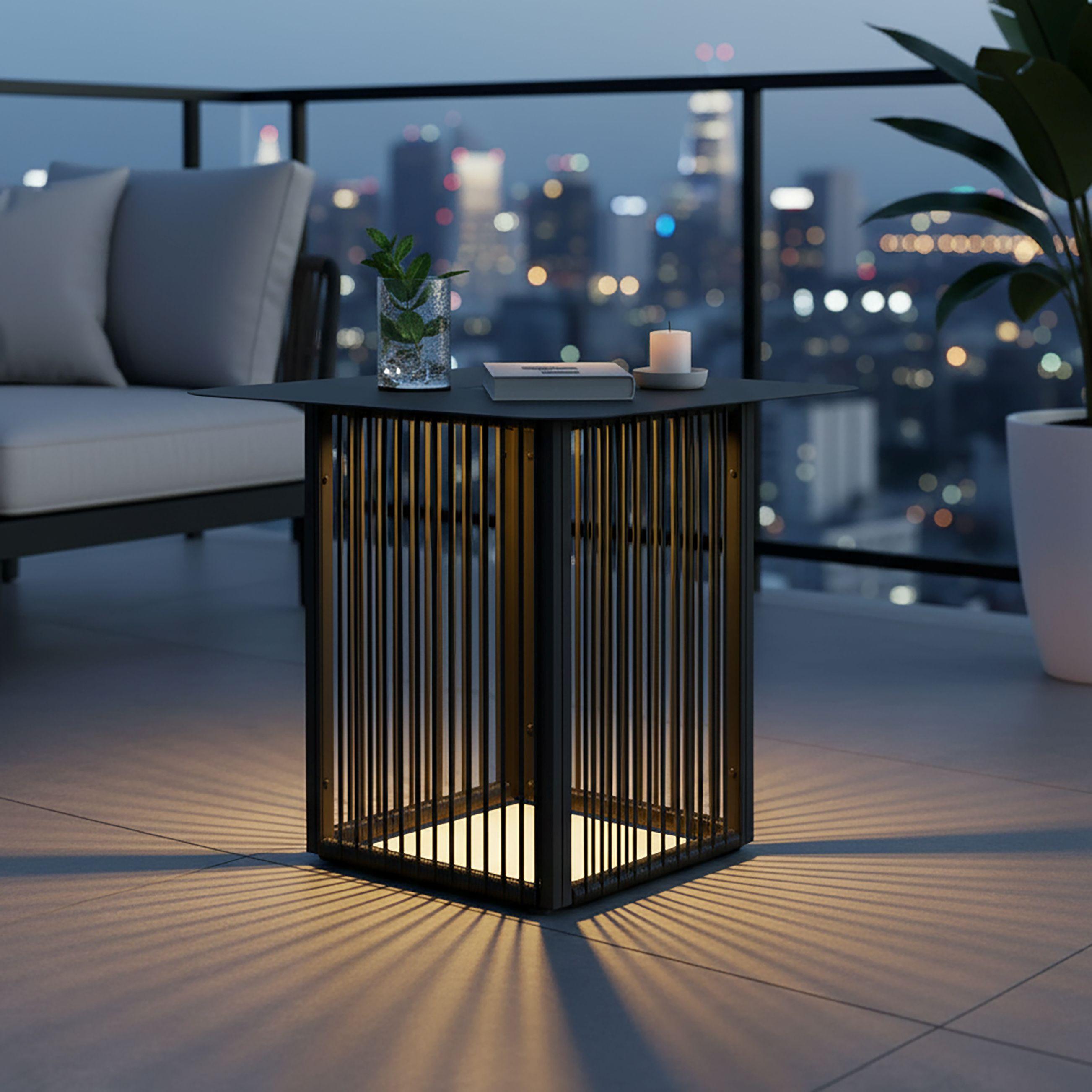 Gartenbeistelltisch Tracy Schwarz Solar - Schwarz, MODERN, Kunststoff/Metall (55/47/55cm) - Bessagi Garden