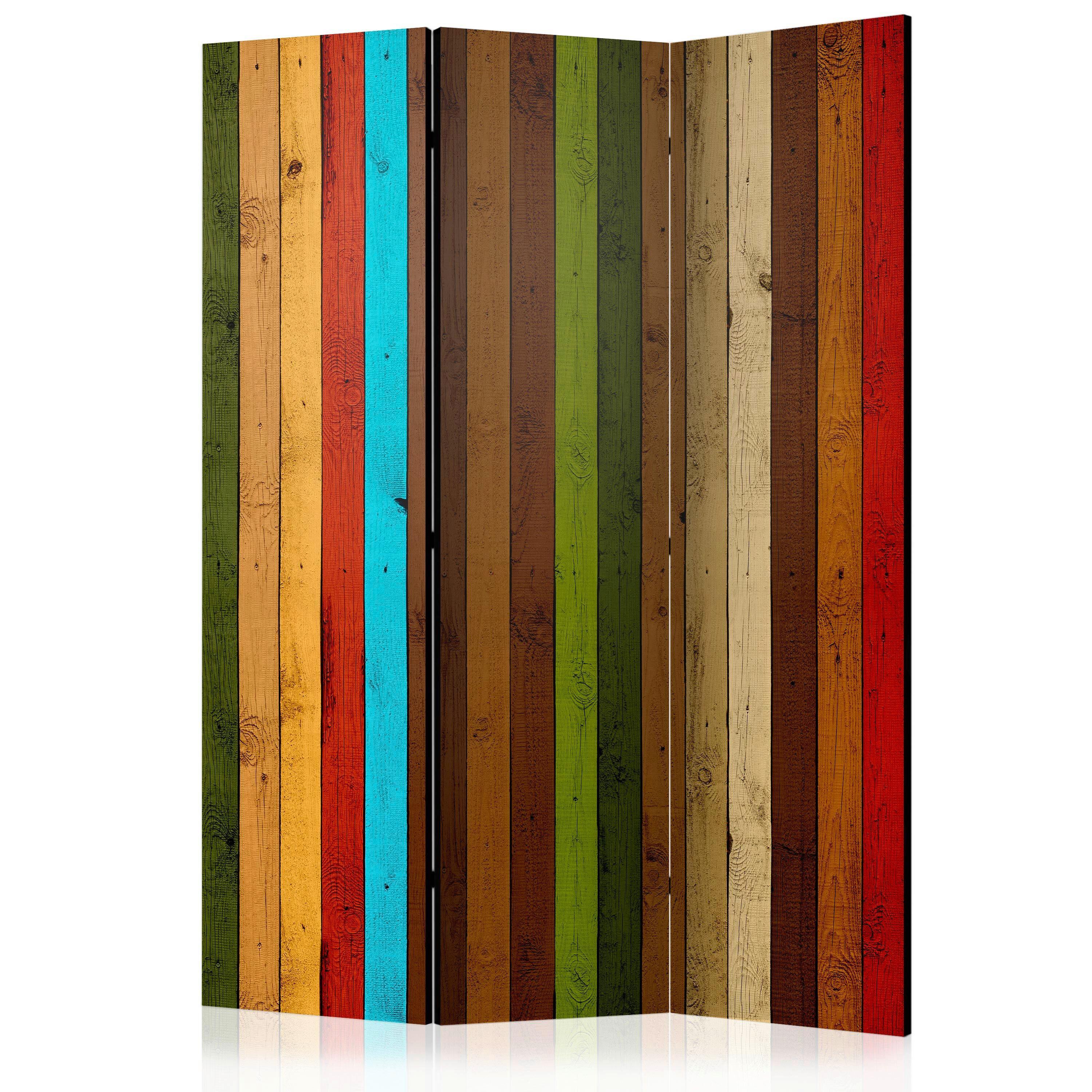 Paravan Wooden Rainbow, 3-Delni, Akustičen - večbarvno, Basics, umetna masa/tekstil (135/172/3cm) - artgeist