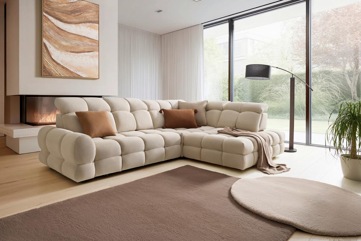 Ecksofa Tollo L Beige - Beige/Schwarz, MODERN, Holz/Holzwerkstoff (302/217cm) - Premium Living