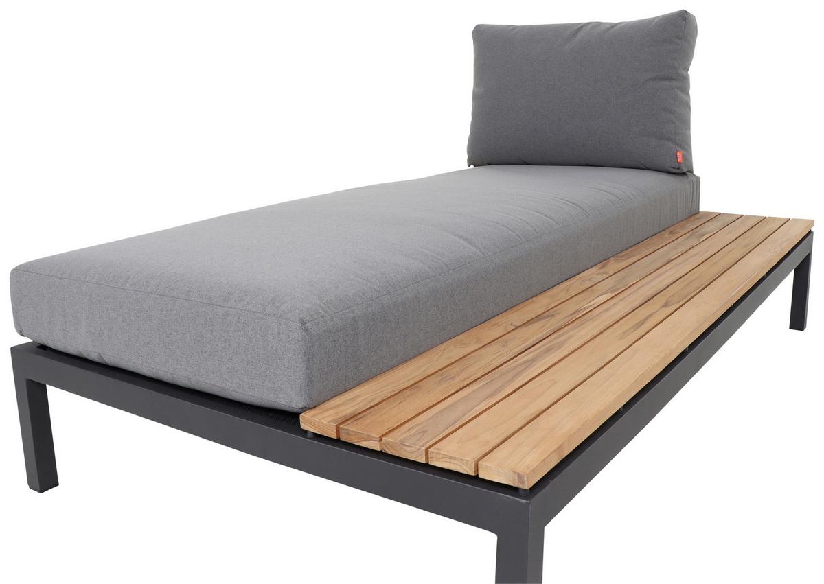 Modul-Loungegarnitur 2-tlg. Grau Teakholz - Anthrazit/Grau, KONVENTIONELL, Holz/Textil - Siena Garden