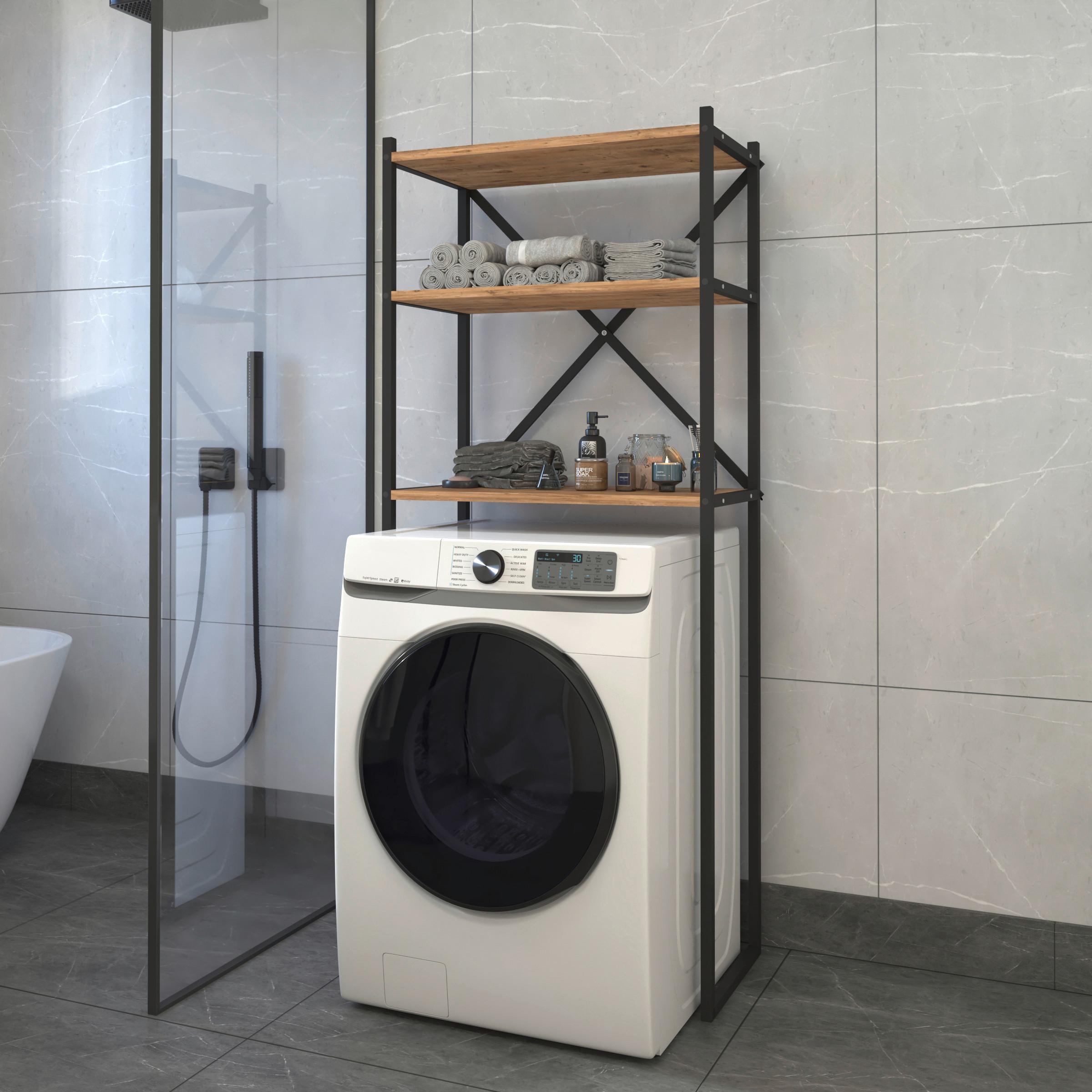 Waschmaschinenschrank INSASI Honig-Eiche ca.66x160x34cm - Honigeiche, MODERN, Holzwerkstoff/Metall (66/160/34cm) - MID.YOU