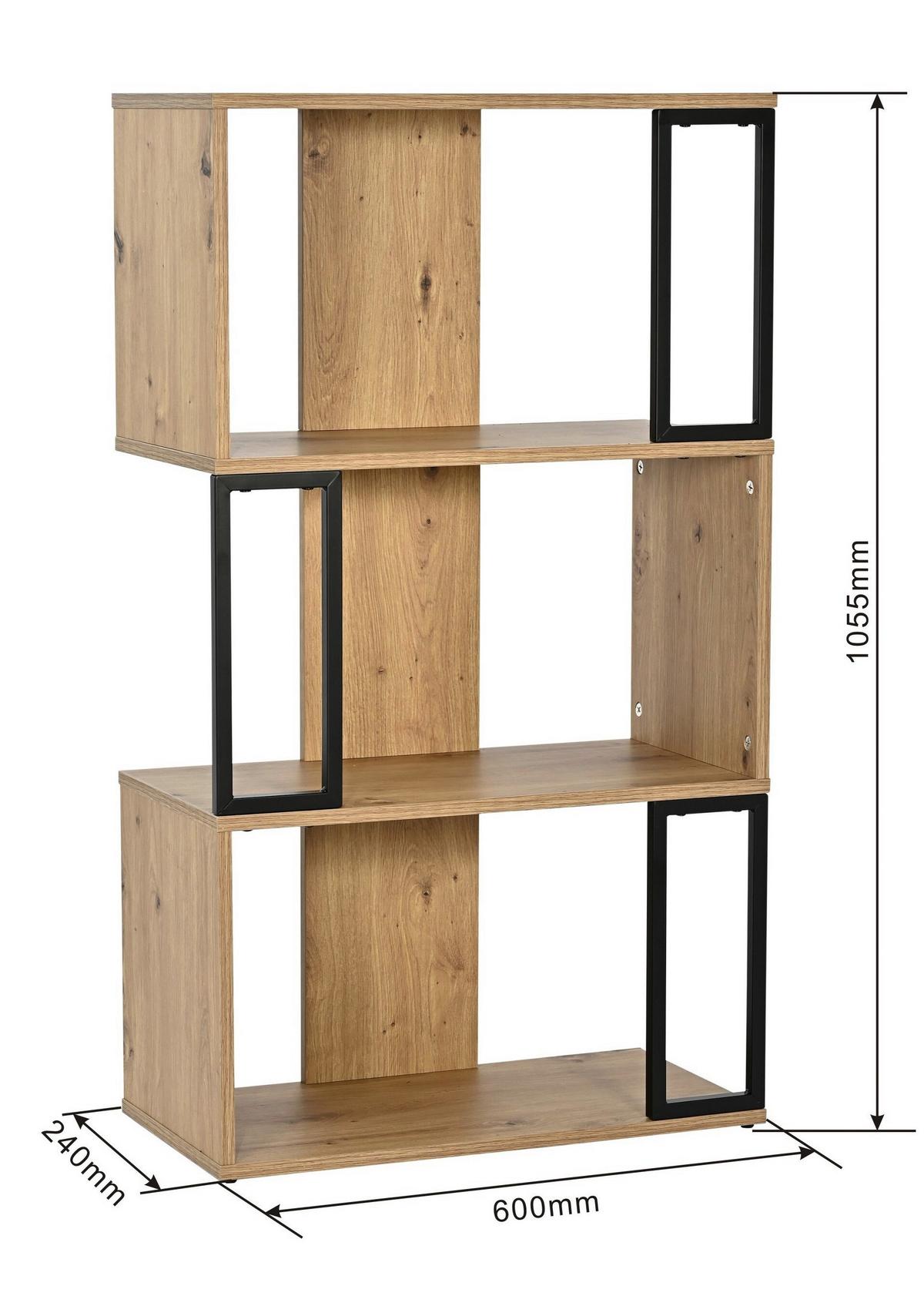 Polica Marbella - hrast Artisan/crna, Moderno, drvni materijal/metal (60/106/30cm) - Modern Living