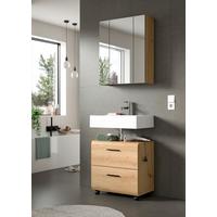 Badezimmer Ice Eiche Artisan 2-teilig - Schwarz/Eiche Artisan, Trend, Glas/Holzwerkstoff (60cm) - MID.YOU