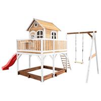 SPIELTURM A030.152.21 - Rot/Braun, KONVENTIONELL, Holz/Kunststoff (541/291/277cm) - Ambia Garden