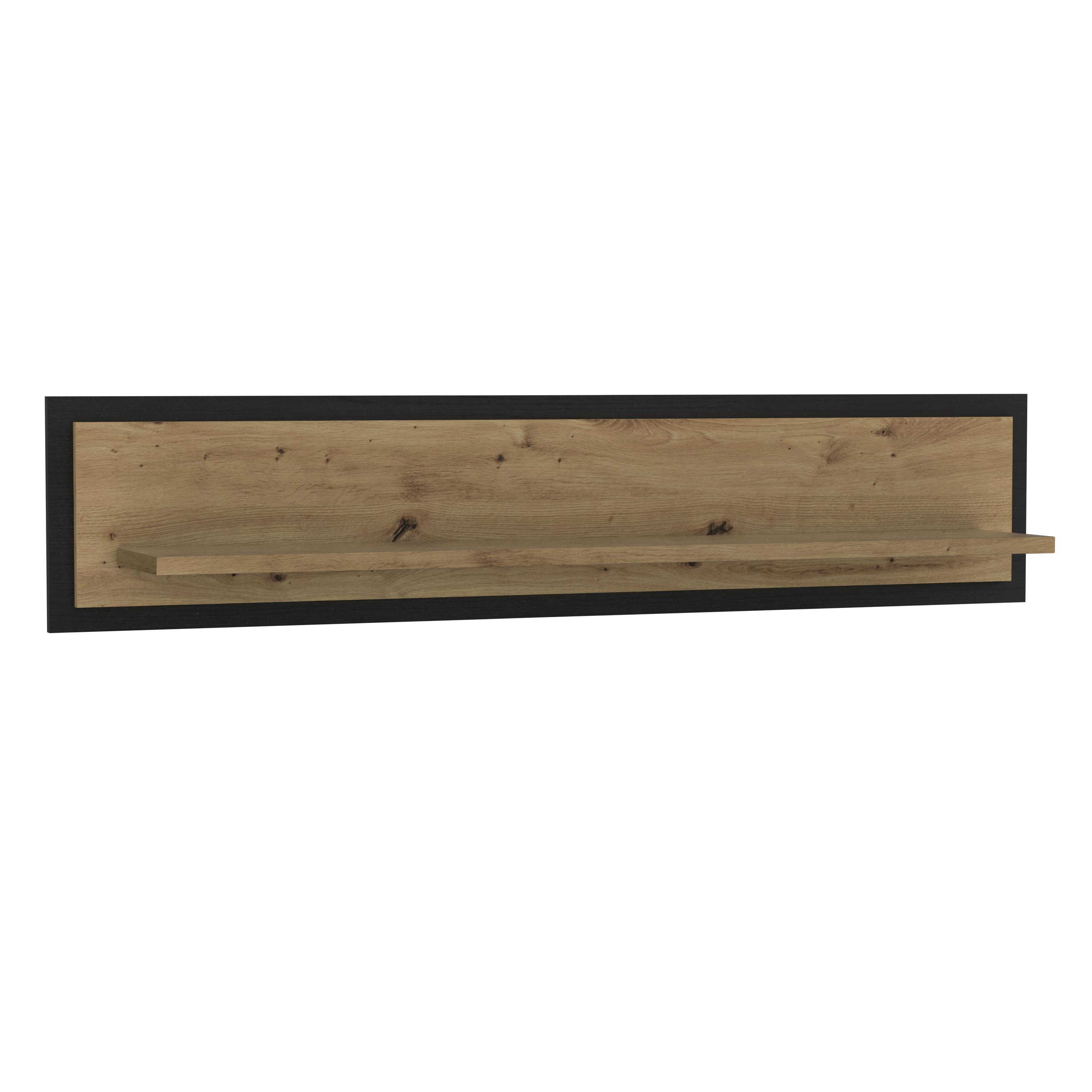 Stenska Polica Trondheim, Barva Hrasta, Črna - črna/barve hrasta, Basics, kovina/umetna masa (140/29,6/23,4cm) - Livetastic