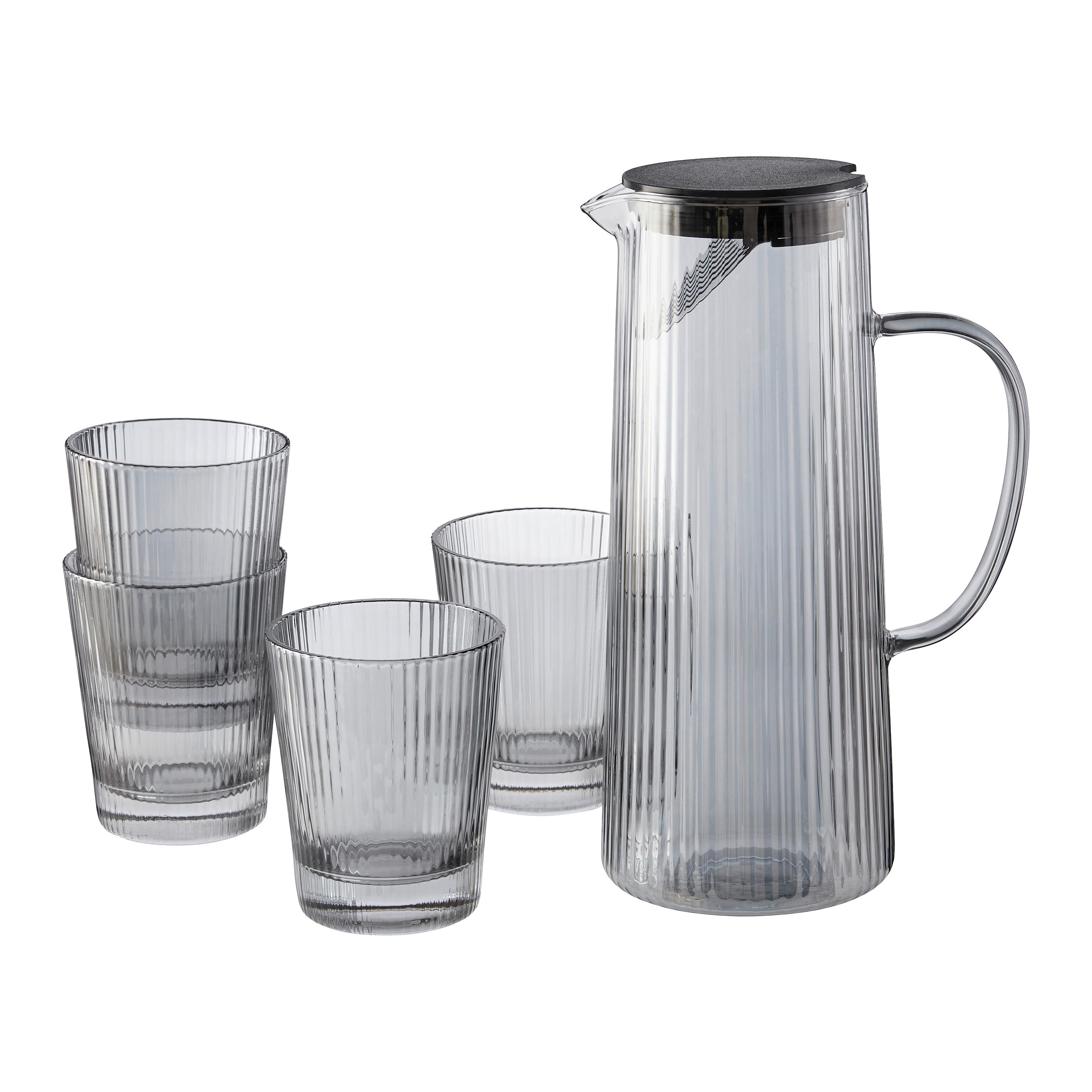 Set Kozarcev Black - siva, Konvencionalno, steklo - Mömax