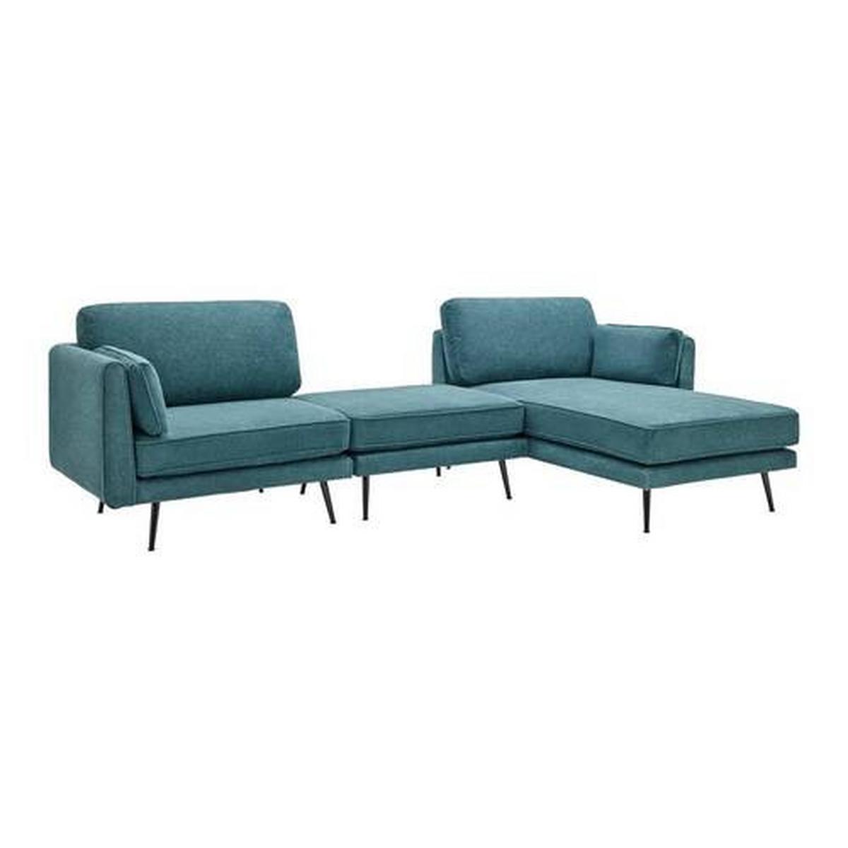 Wohnlandschaft grün, "Dunja" - Grau/Grün, Modern, Holz/Textil (295/89/161cm) - Bessagi Home