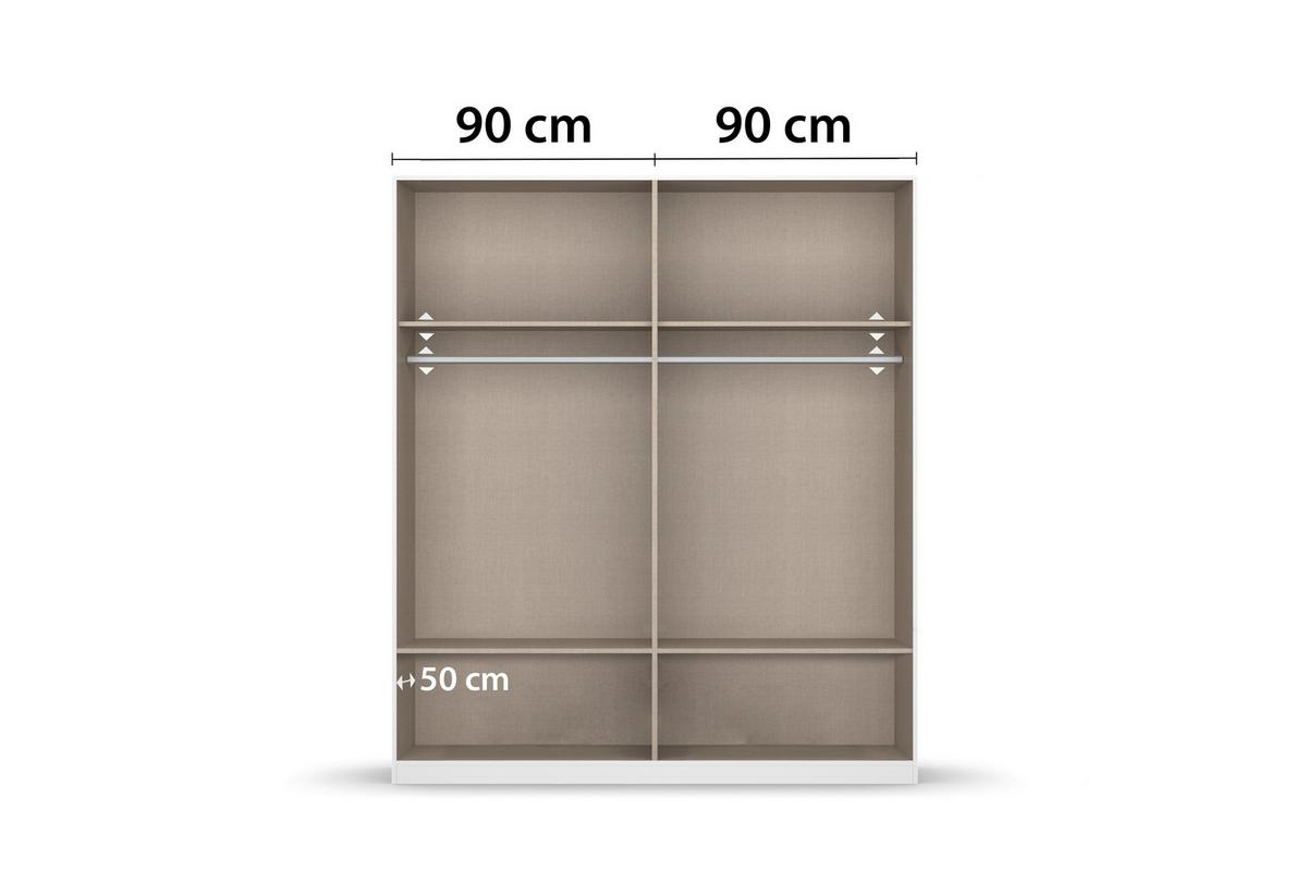 Omara Za Oblačila Bari, Bela, Barva Hrasta - siva/bela, Basics, kovina/leseni material (181/210/54cm) - Boxxx