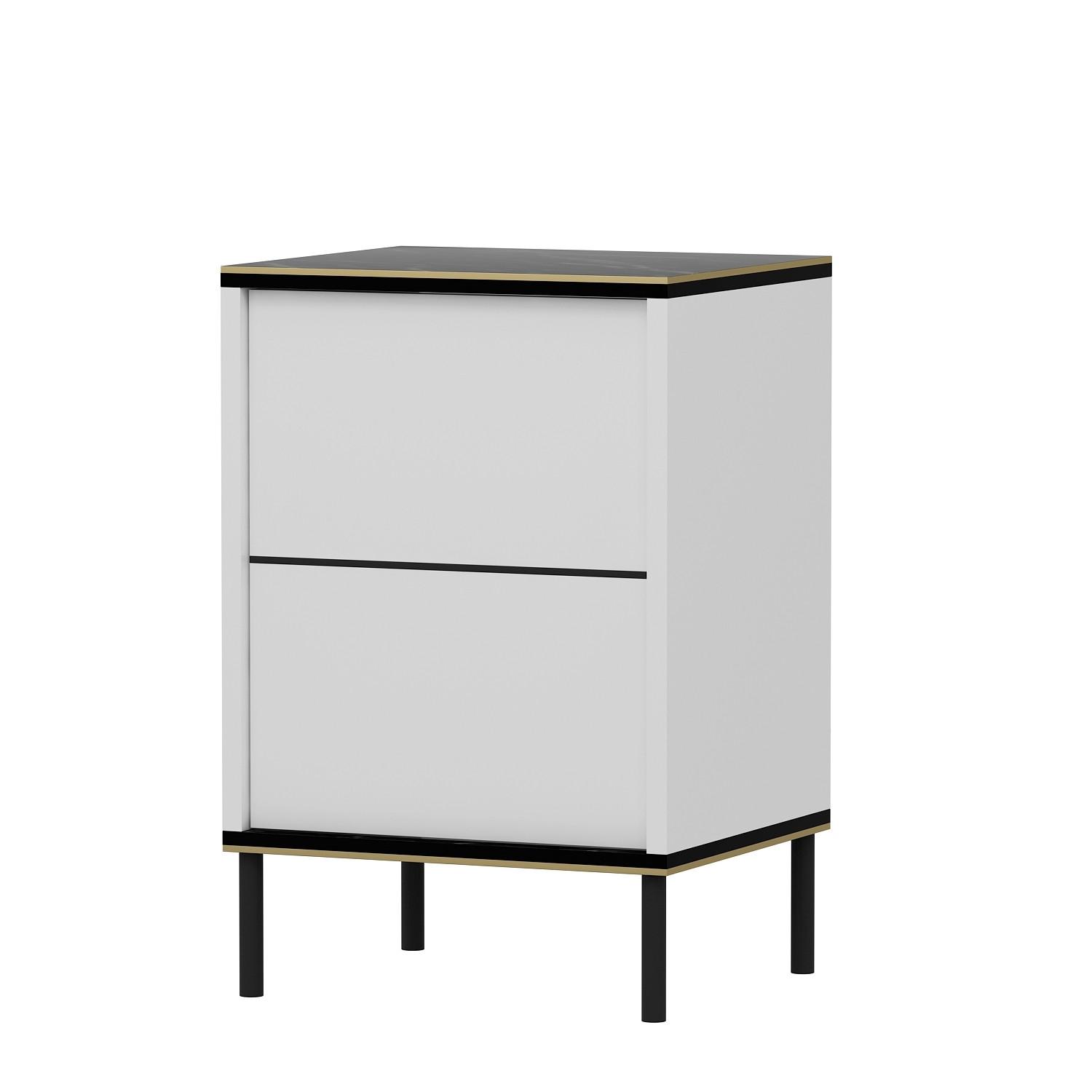 NACHTTISCH IMAJ NACHTTISCH - Weiss/Schwarz, Design, Holzwerkstoff/Metall (40/60/35cm) - Livetastic