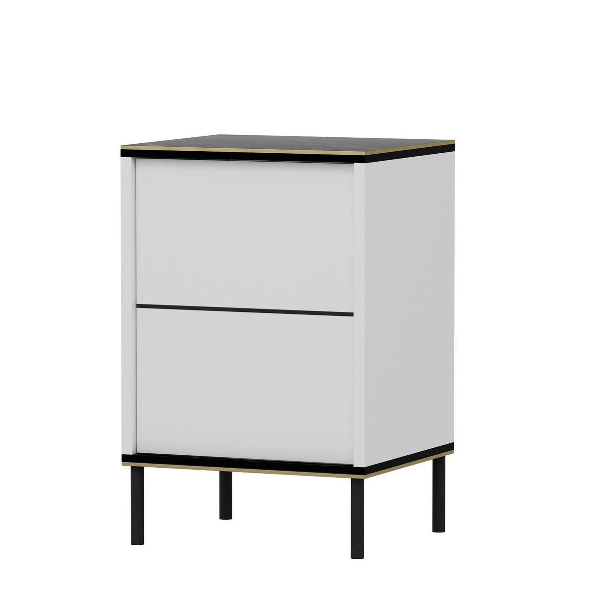 NACHTTISCH IMAJ NACHTTISCH - Weiss/Schwarz, Design, Holzwerkstoff/Metall (40/60/35cm) - Livetastic